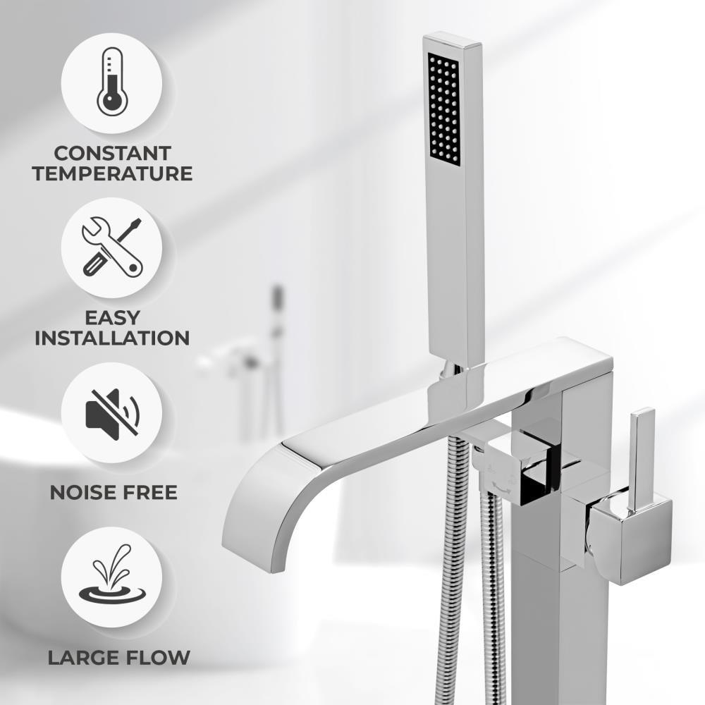 AKDY 34" Freestanding Bathtub Faucet Floor Mount Tub Filler Handheld Bath Wand Shower