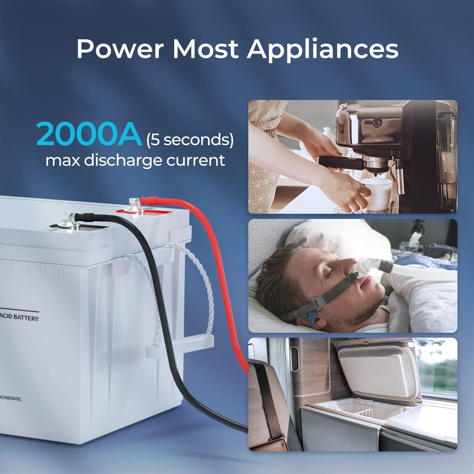 Renogy Deep Cycle AGM Battery 12 Volt 200Ah, 2000A Max Discharge Current, Safe Charge Most Home Appliances for RV, Camping, Cabin, Marine and Off-Grid System, Maintenance-Free