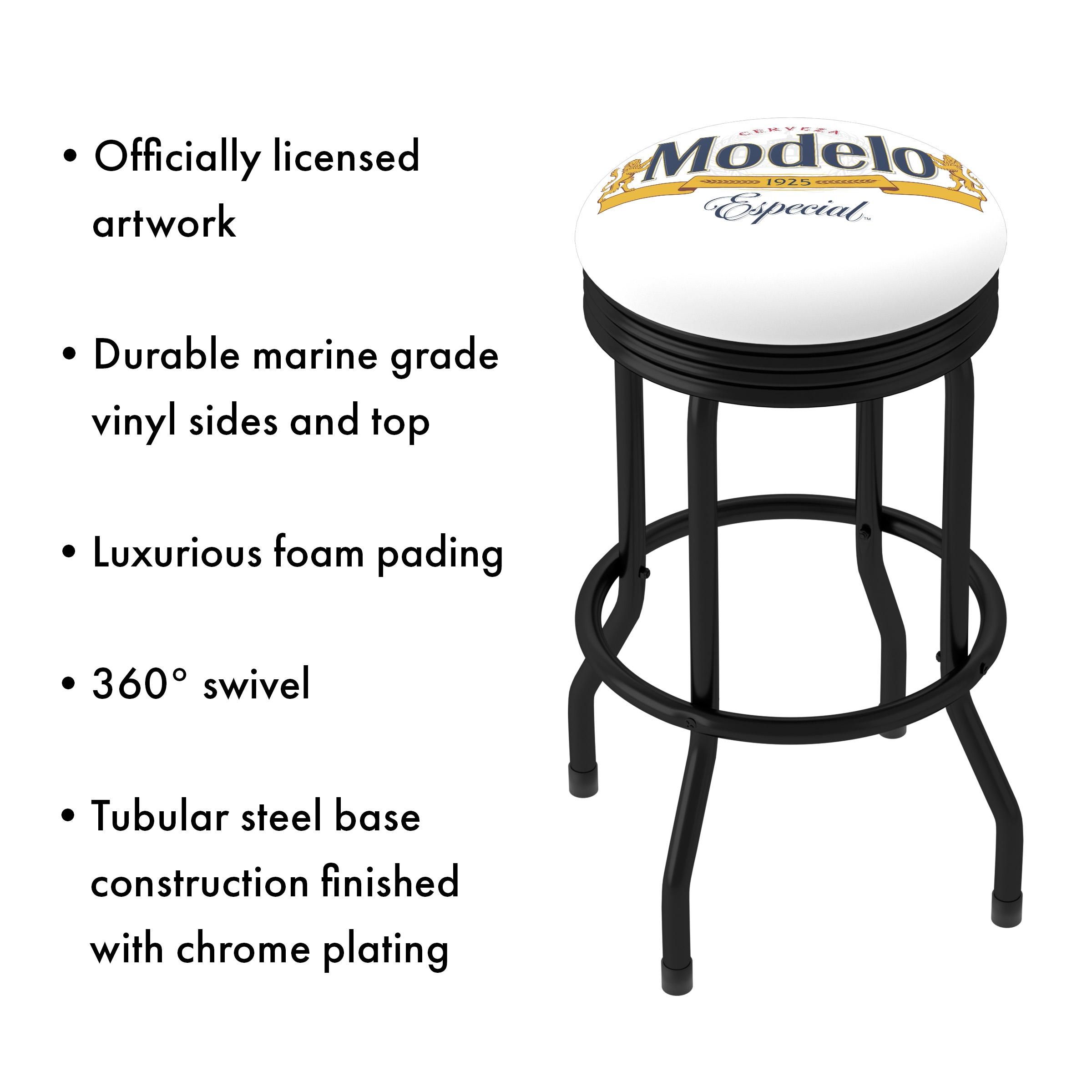 Trademark Global Modelo Swivel Upholstered Counter Stool with Metal Frame