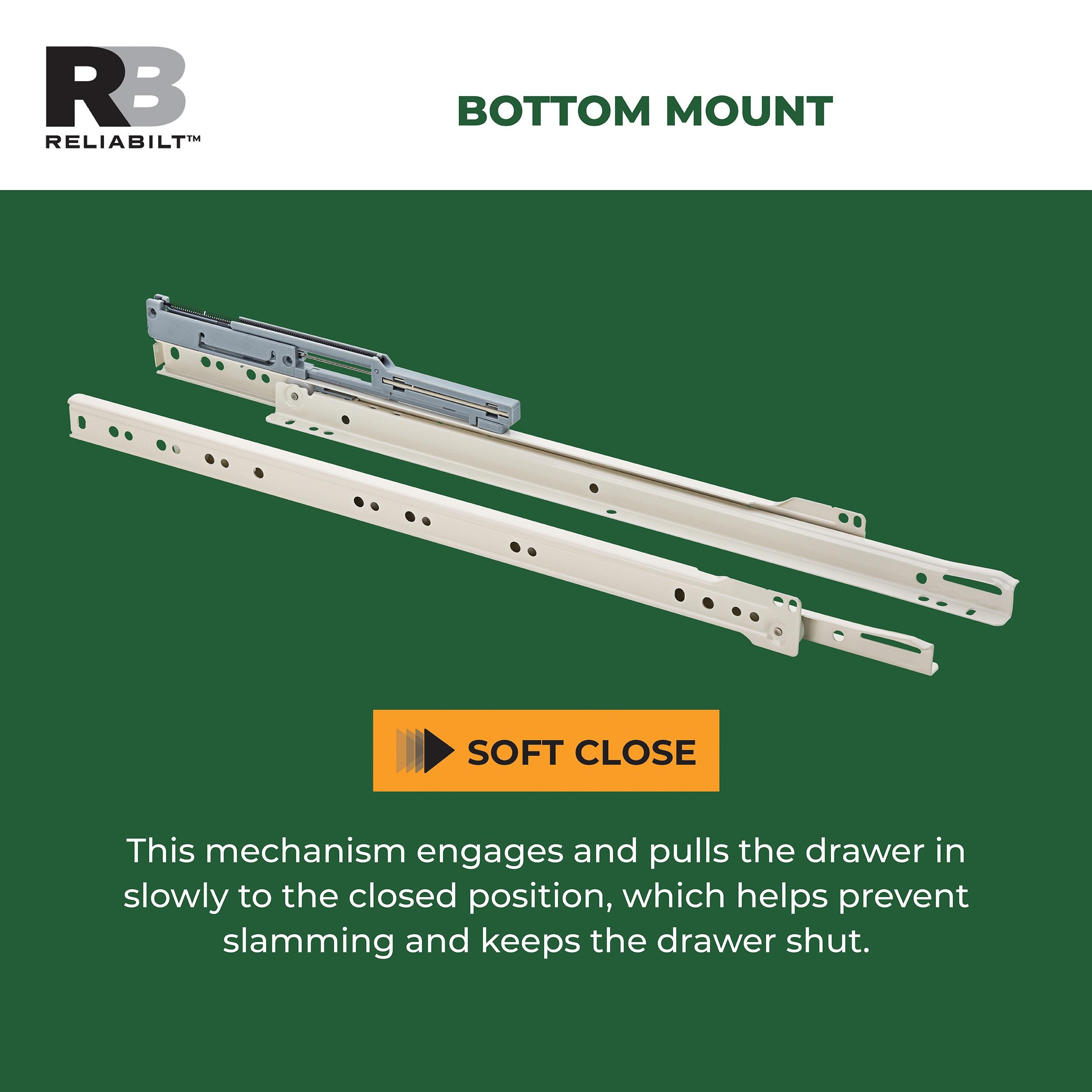 RELIABILT 22-in 3/4 Extension Soft Close Bottom Mount White Drawer Slide 1-Pair