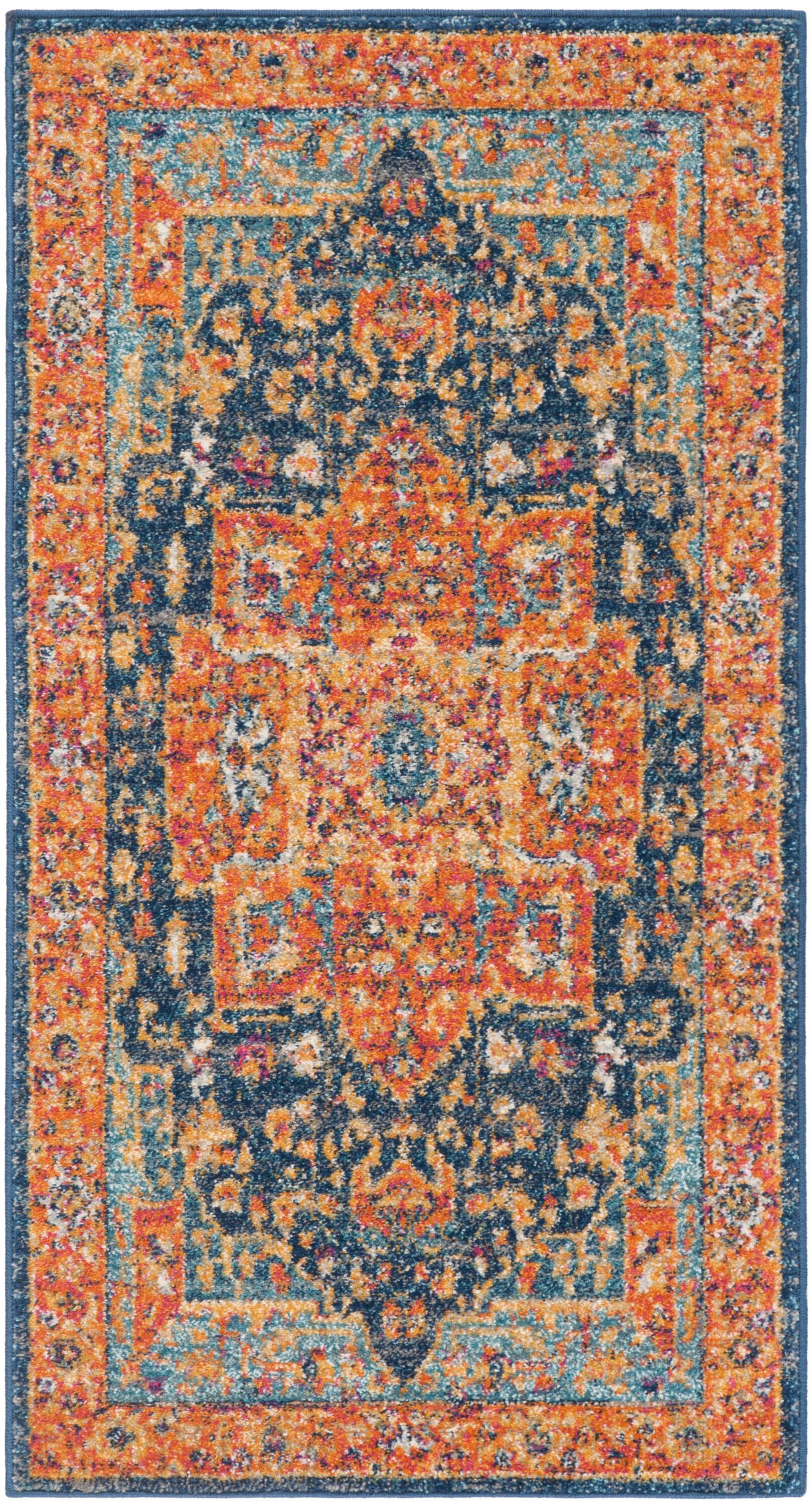 Evoke EVK275 Power Loomed Indoor Accent Rug - Blue/Orange - 2'2"x4' - Safavieh
