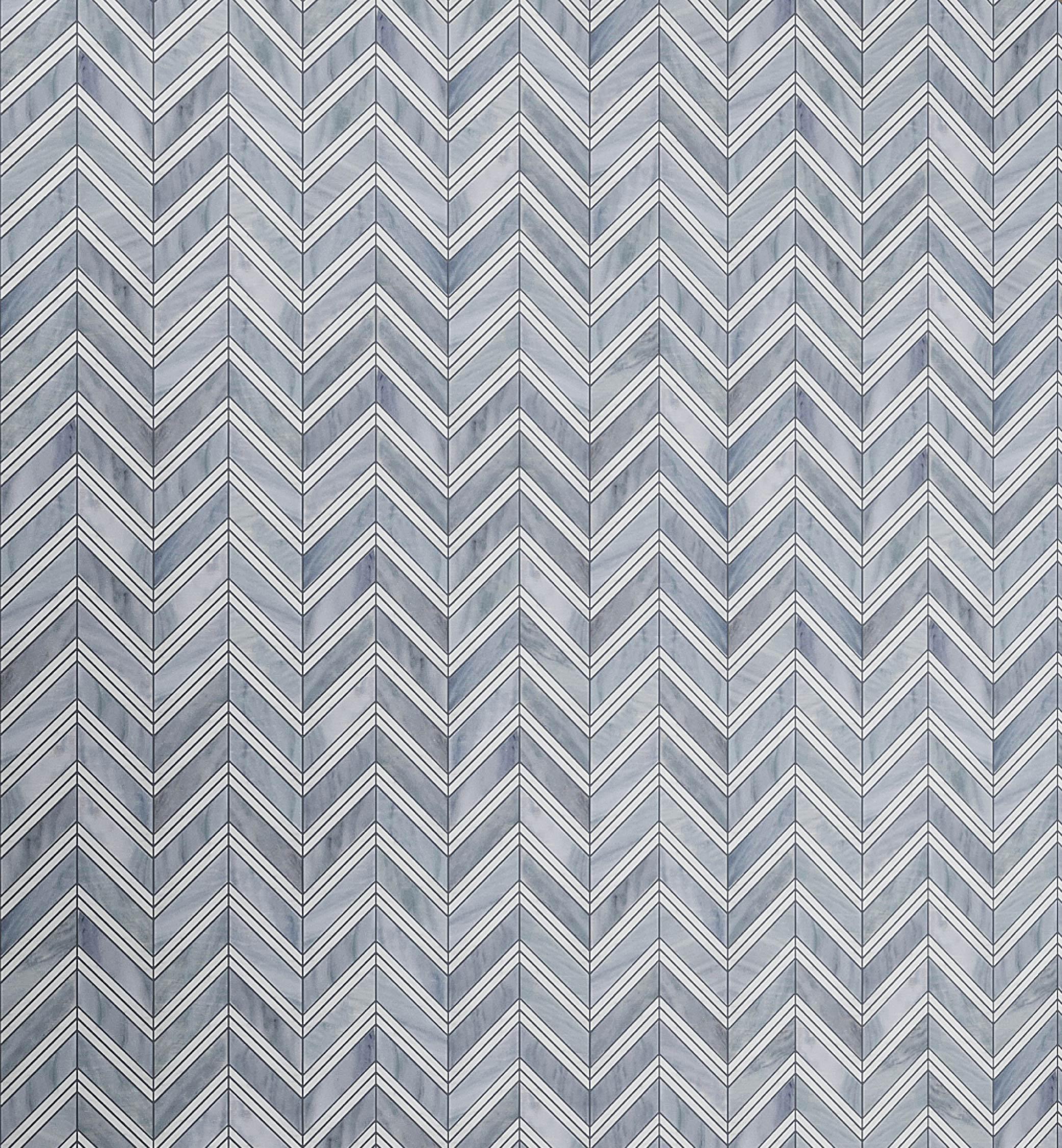 11" X 11.8" Herringbone Marble Polished Tile