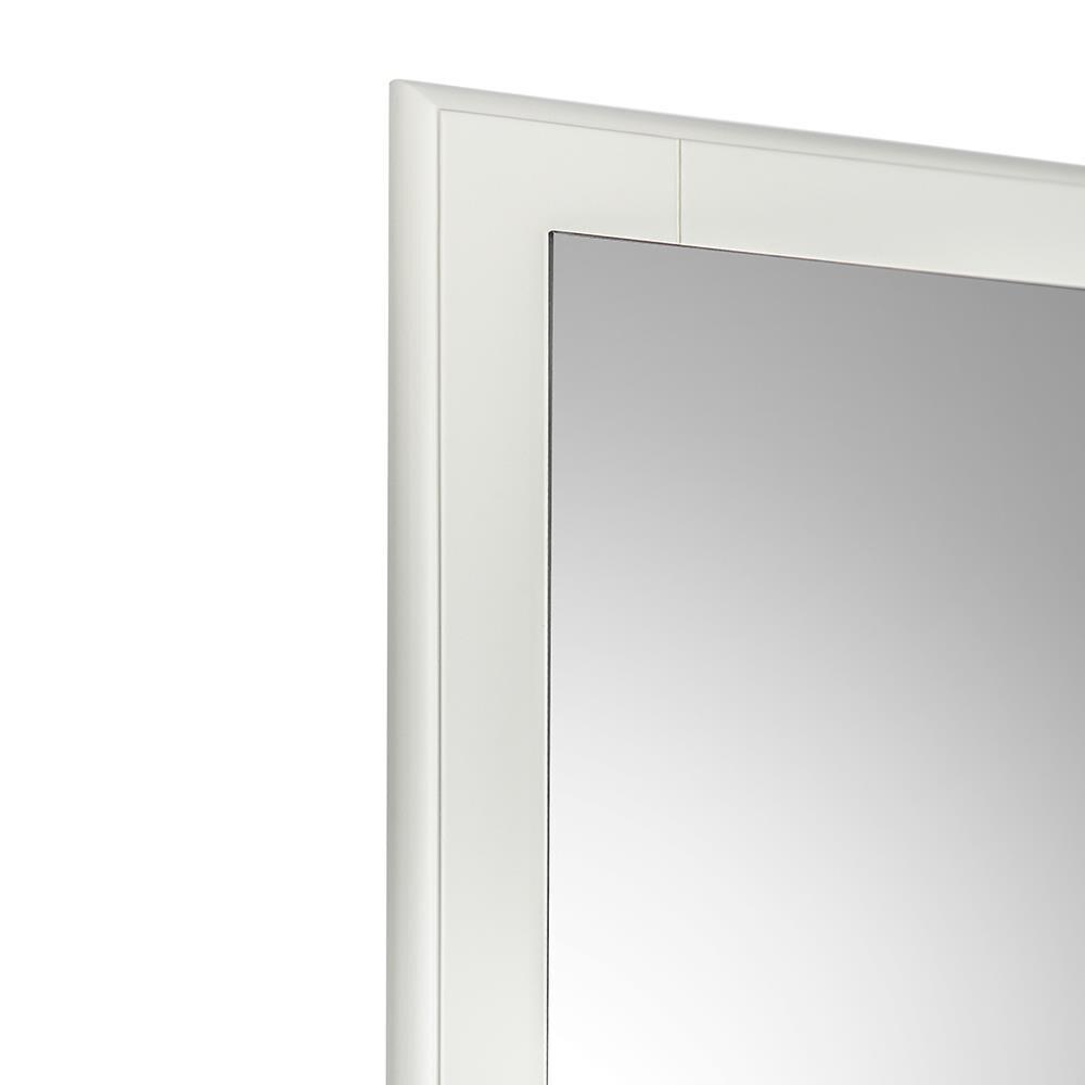 Elegant Antique White Carved Wood 20"x32" Bathroom Vanity Mirror