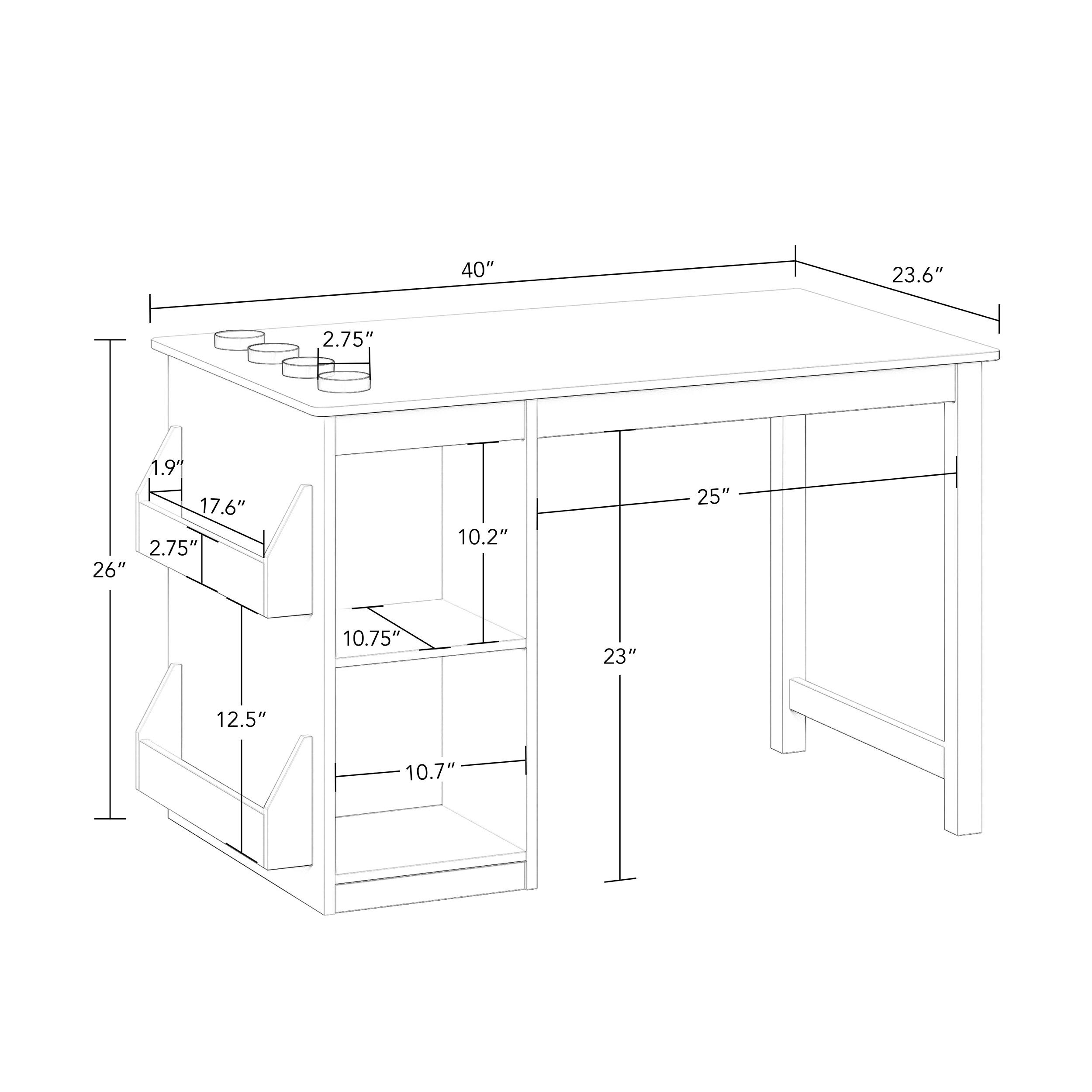 RiverRidge Kids Playroom Art Activity Table with 2 Cubbies and 2 Bookracks - White with 2 Chairs for Playroom, Nursery, and Daycare