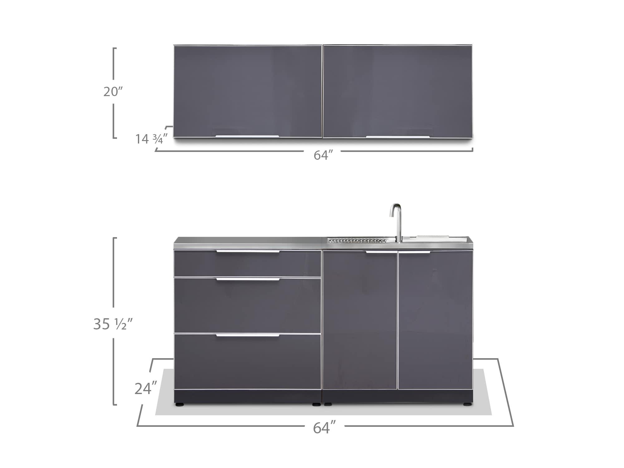 Outdoor Kitchen 5 Pieces Cabinet Set in Slate Gray with Countertops