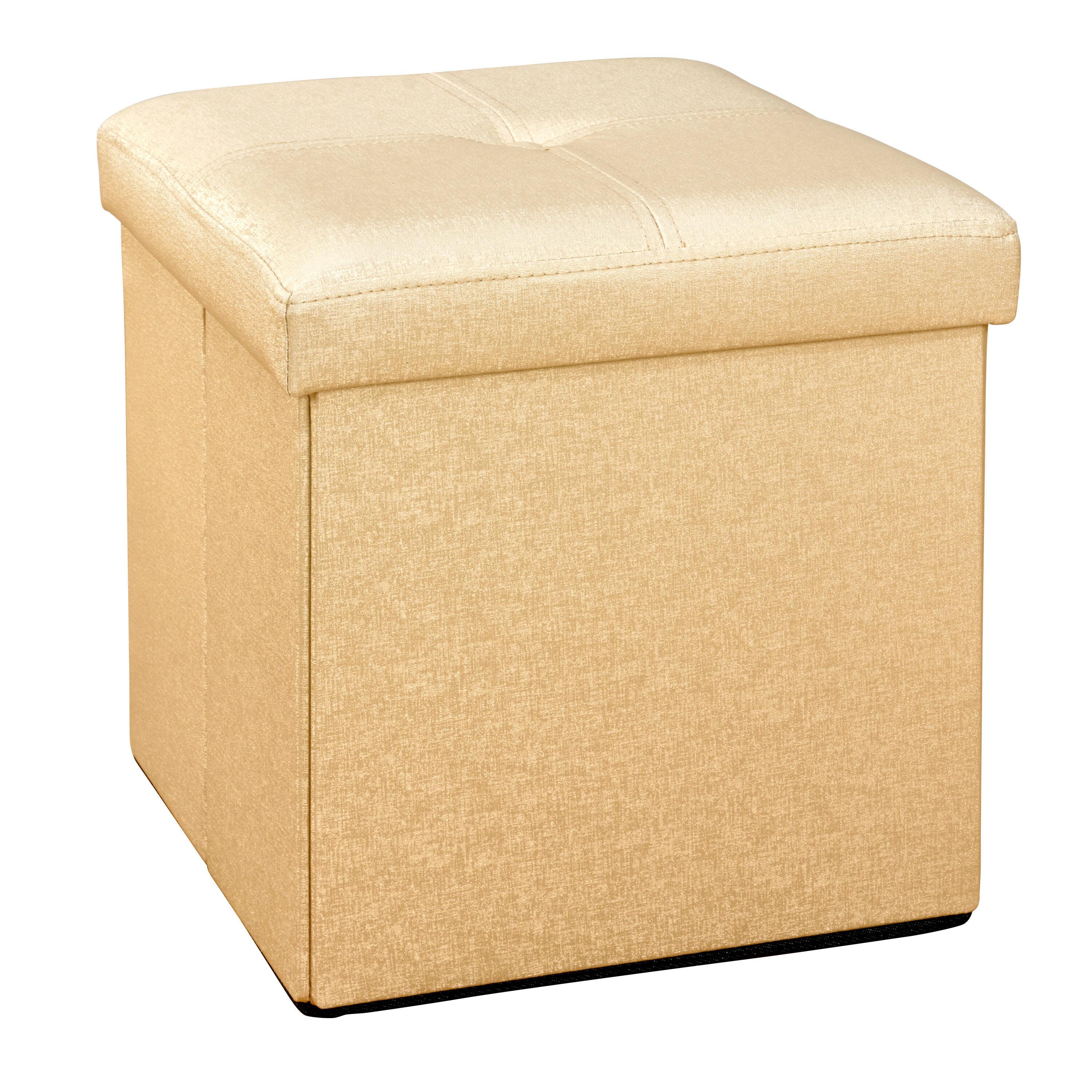 Simplify Faux Leather Folding Storage Ottoman Cube (F-0646-MET-GOLD)