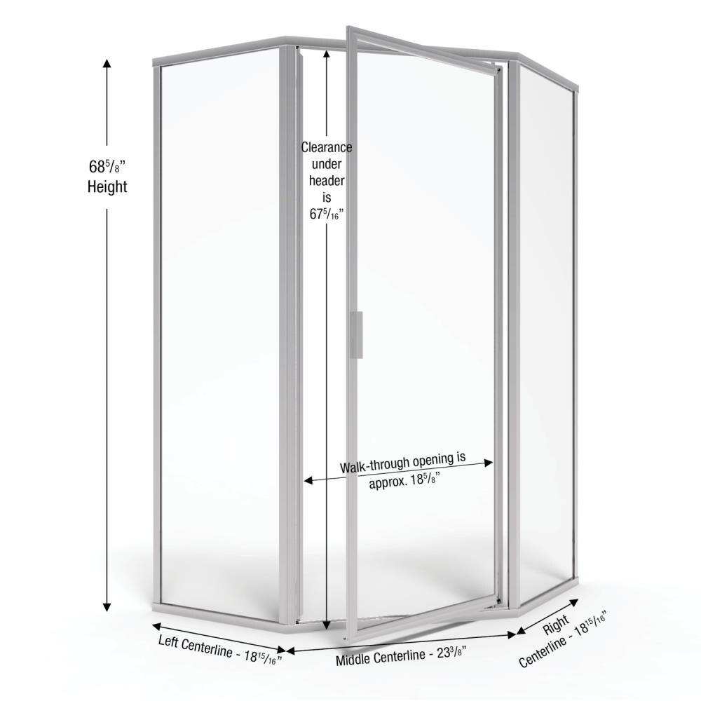 Deluxe 61.5'' W 68.625'' H Framed Neo-angle Reversible Shower Enclosure