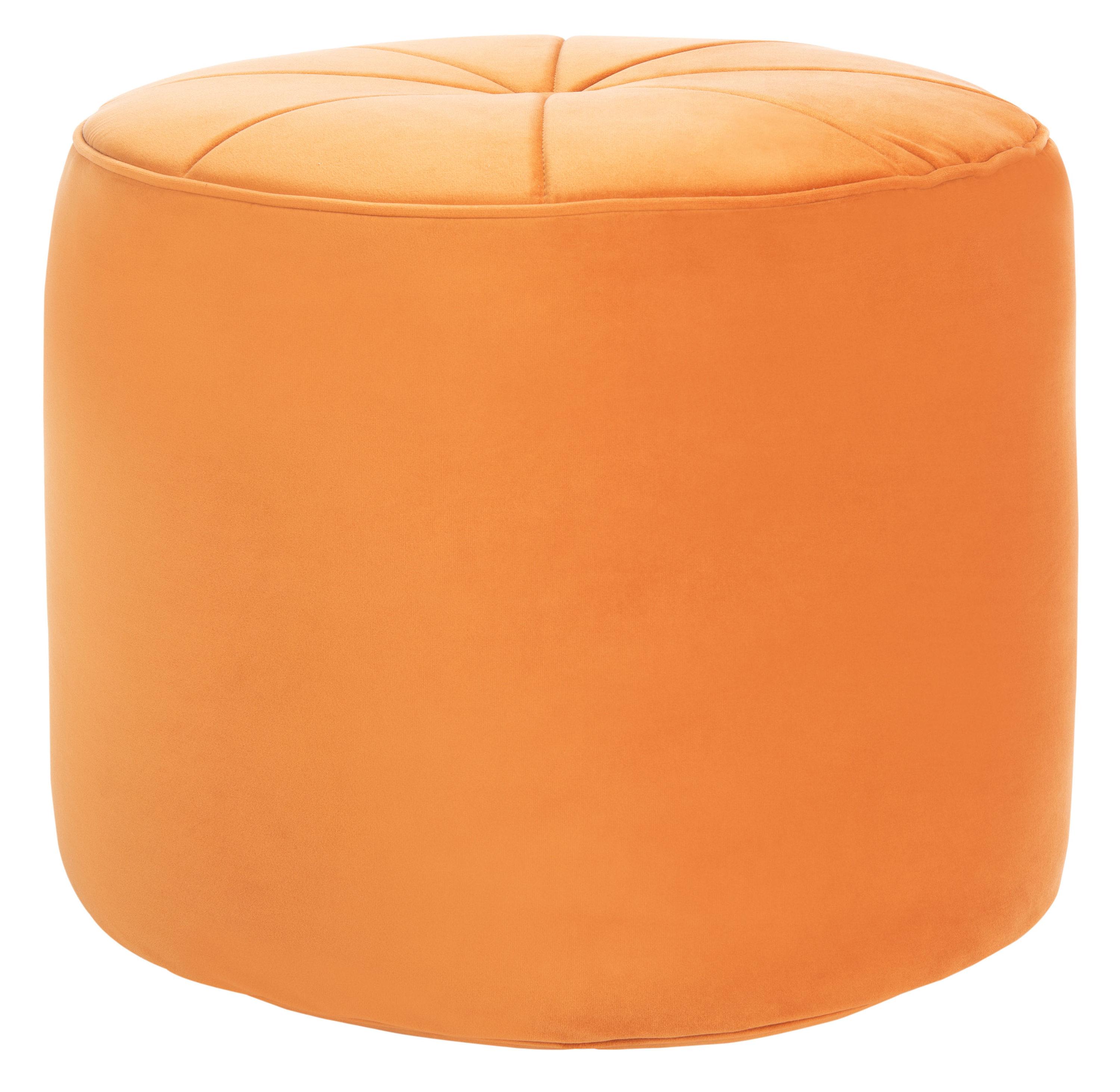 SAFAVIEH Hawkem Modern Velvet Ottoman, Orange