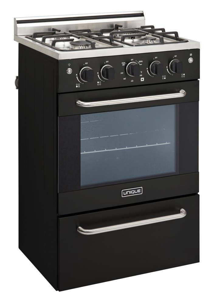 Unique Appliances Prestige 23.5" 4 burner 2.3 cu. ft. Freestanding Gas Range with Convection Oven UGP-24V PC1 B