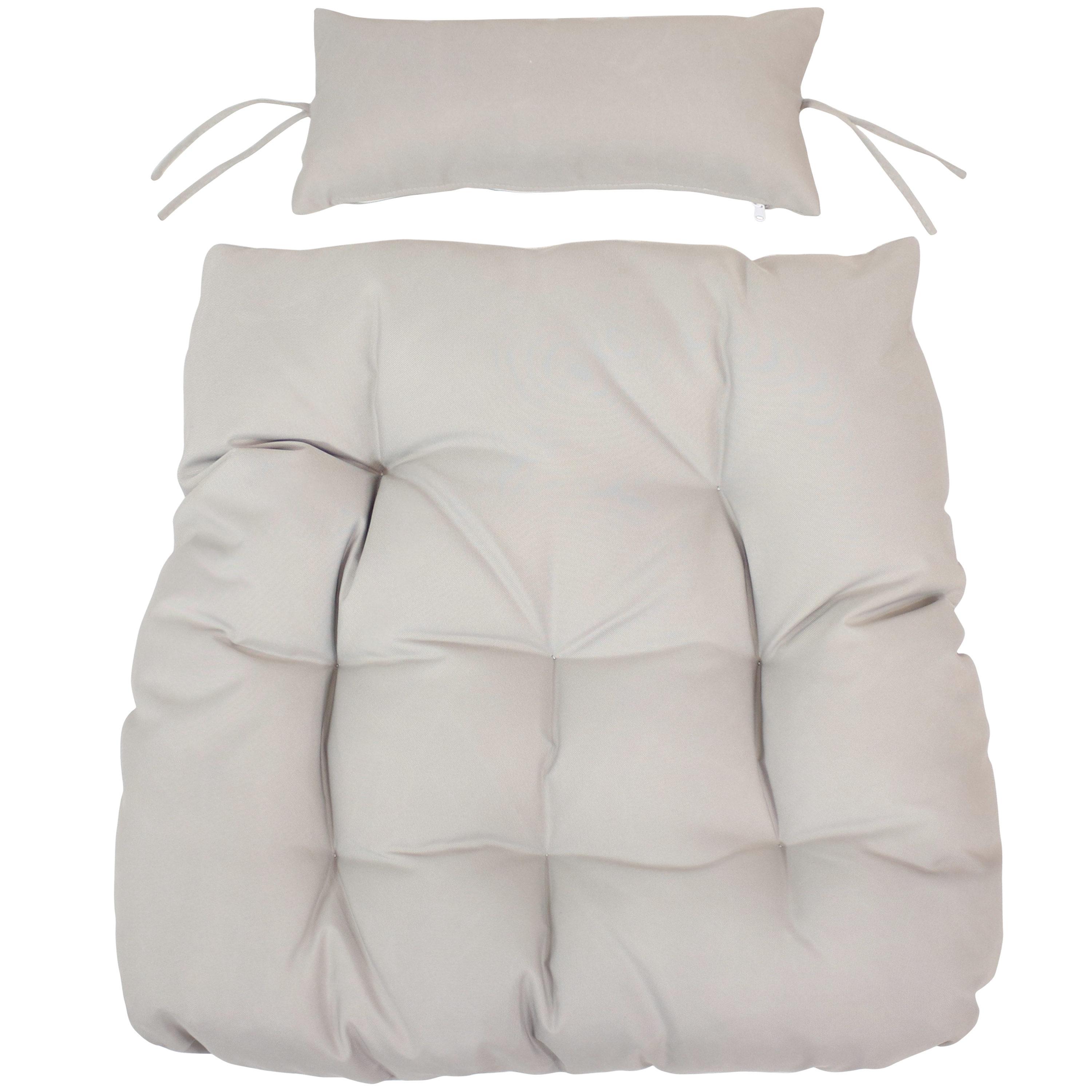 Sunnydaze Outdoor Replacement Headrest and Cushions for Phoebe Hanging Lounge Egg Chair - Gray - 2pc