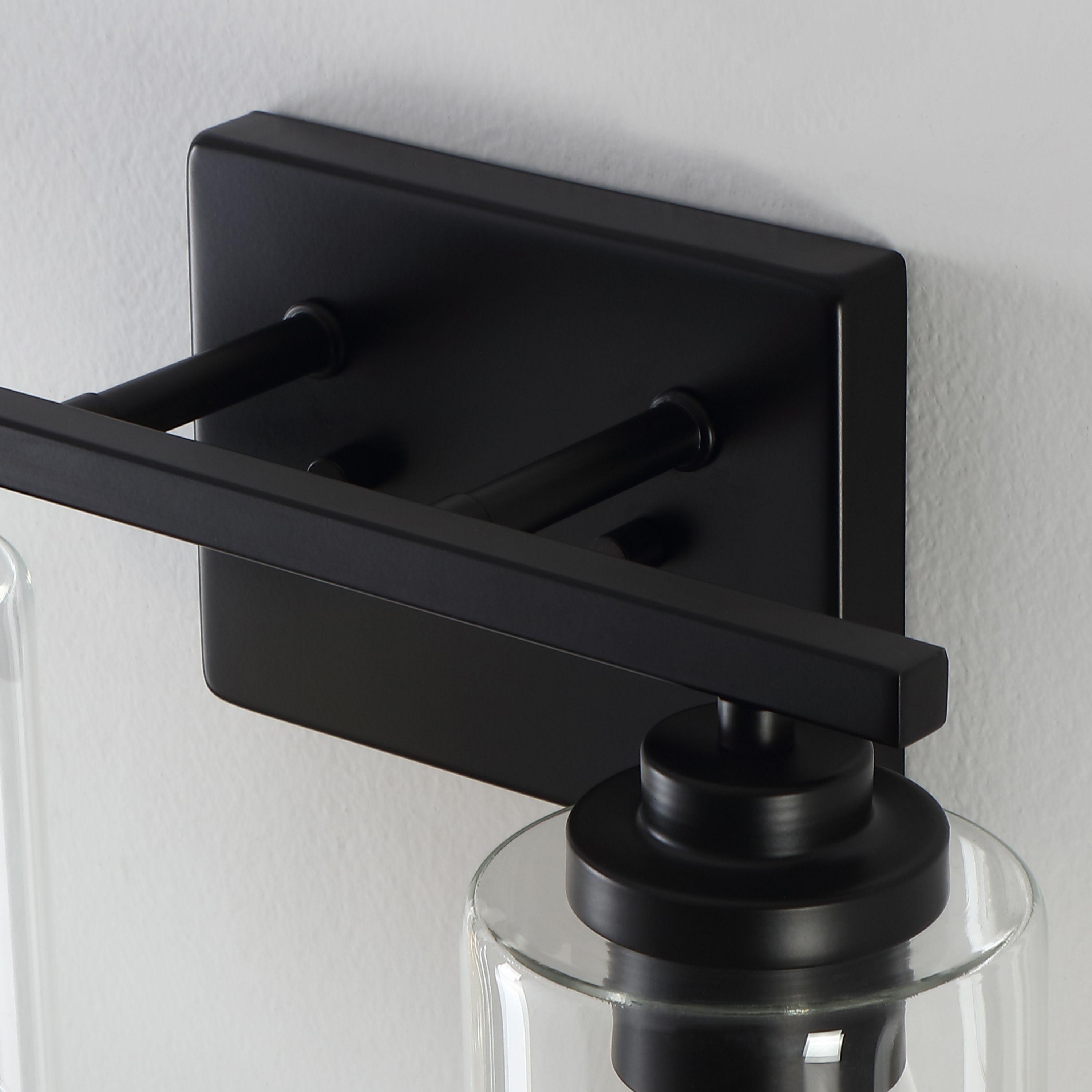 Kawoti  2-Light Dimmable Bathroom Vanity Light with Clear Glass Shade Black