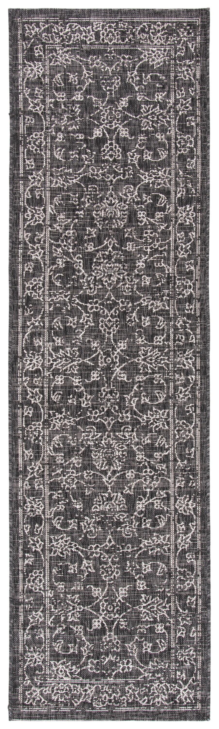 Courtyard CY8680 Power Loomed Indoor and Outdoor Runner Rug - Black/Ivory - 2'3"x14' - Safavieh