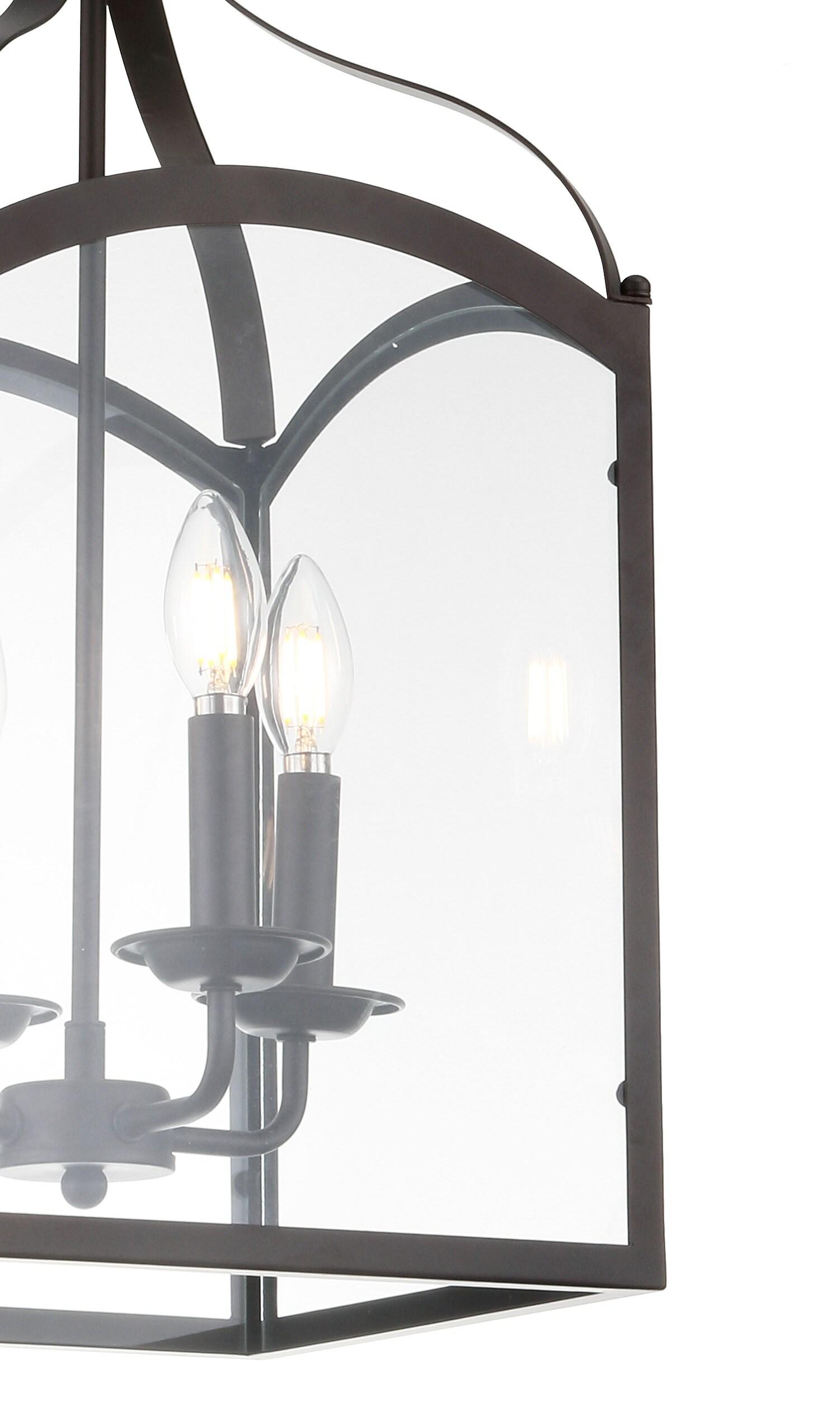 JONATHAN Y Ruth 11" 4-light Traditional Classic Lantern Metal/Glass LED Pendant, Oil Rubbed Bronze