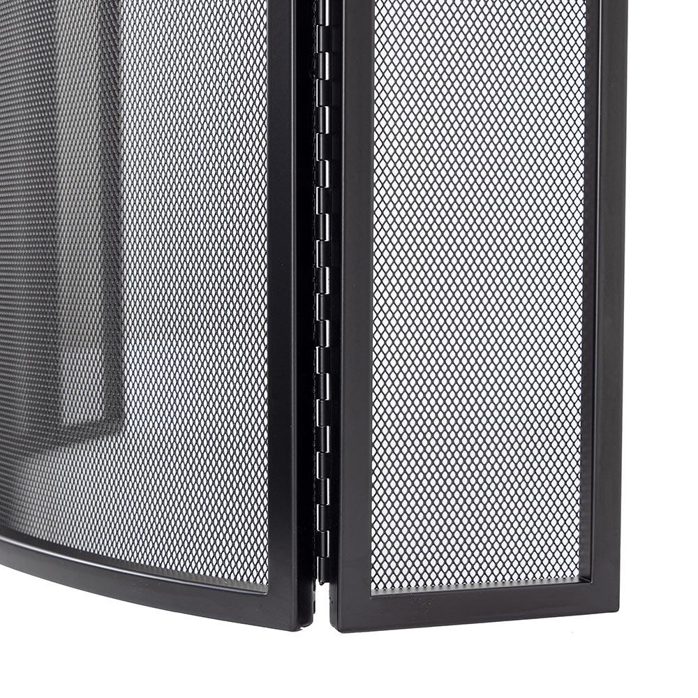 Modern Ember Mill Creek 3-Panel Mesh Fireplace Screen in Black | Heavy-Duty Steel Frame