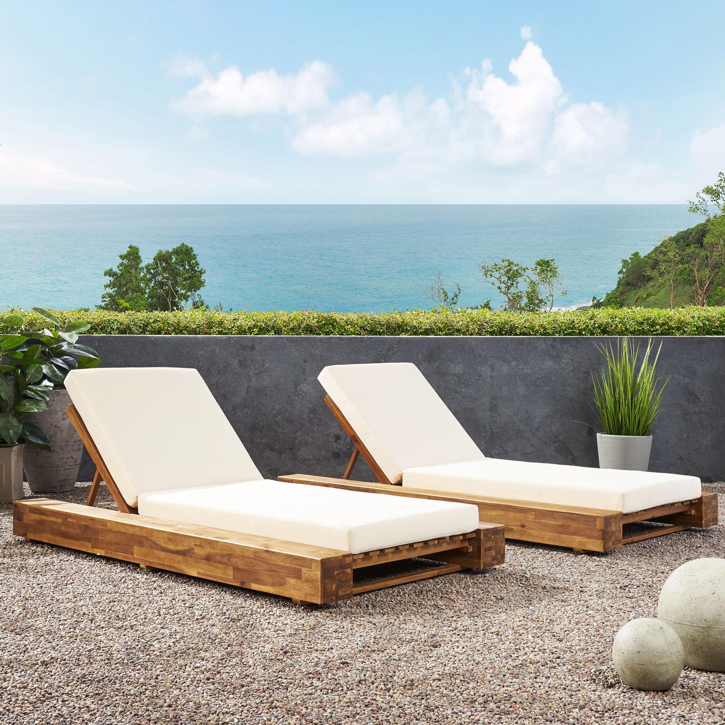 Donnie 39'' Outdoor Acacia Chaise Lounge (Set of 2)