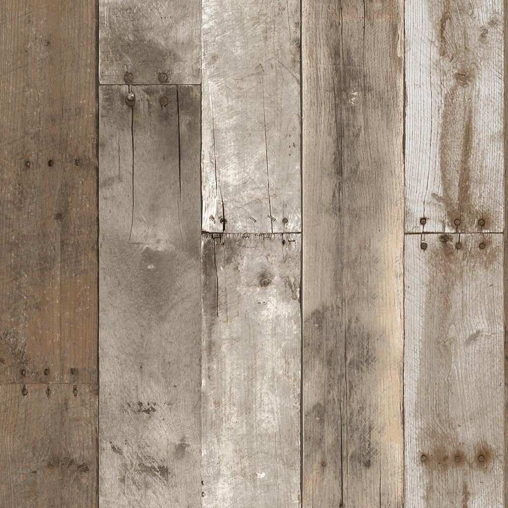 Tempaper Repurposed Wood Weathered Peel and Stick Wallpaper, 20.5" x 16.5'