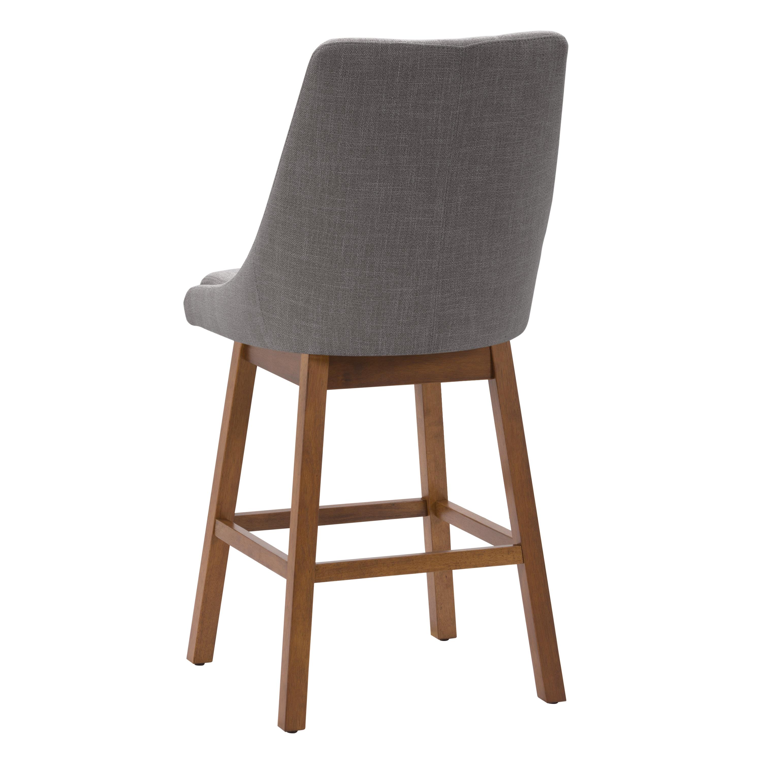 Set of 2 Boston Formed Back Fabric Barstools Light Gray - CorLiving: Upholstered, Counter Height, Rubberwood Legs