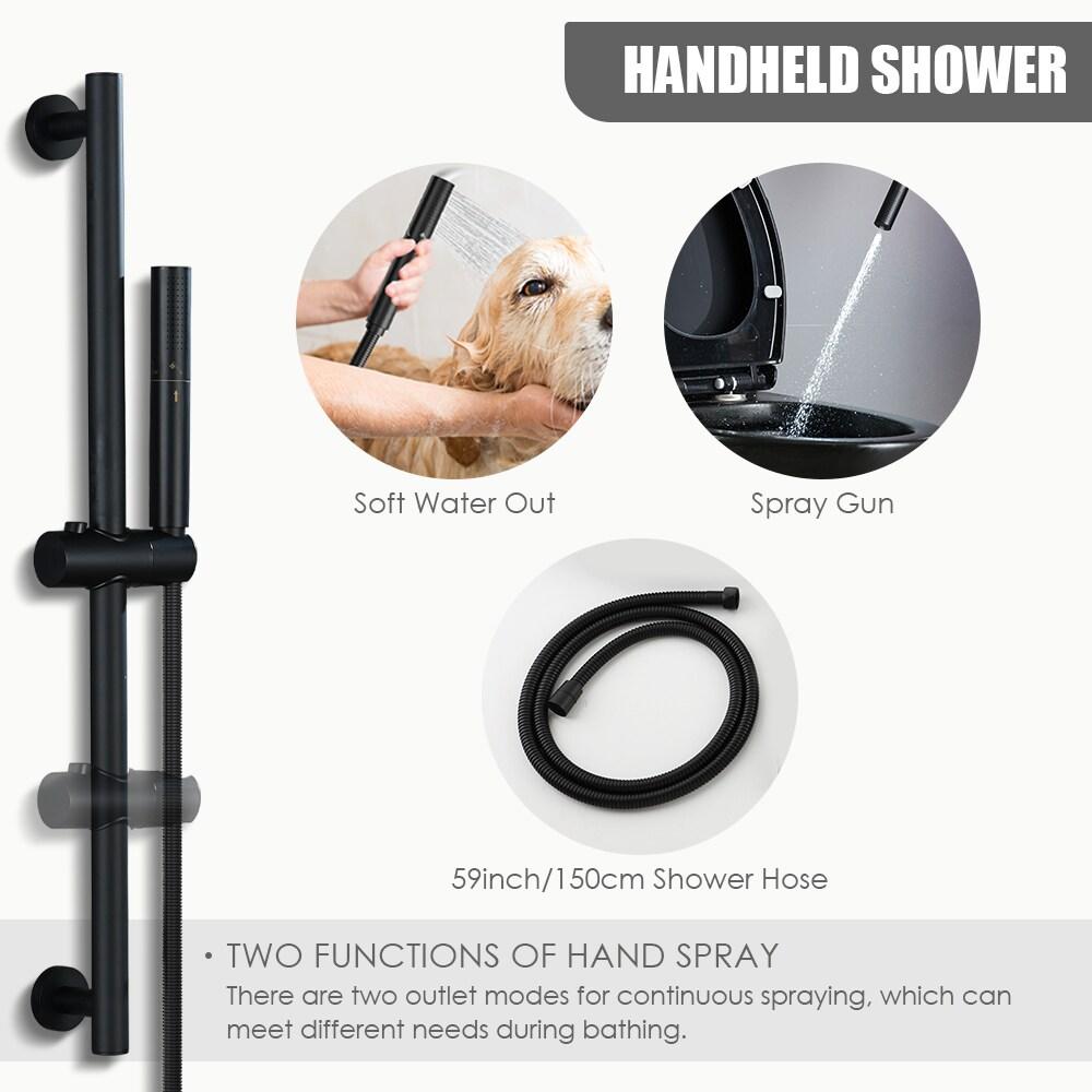 3-Function 12 Inch Temperature Digital Display Shower System With 2-Setting Slider Bar Handheld And 4Pcs Body Jets