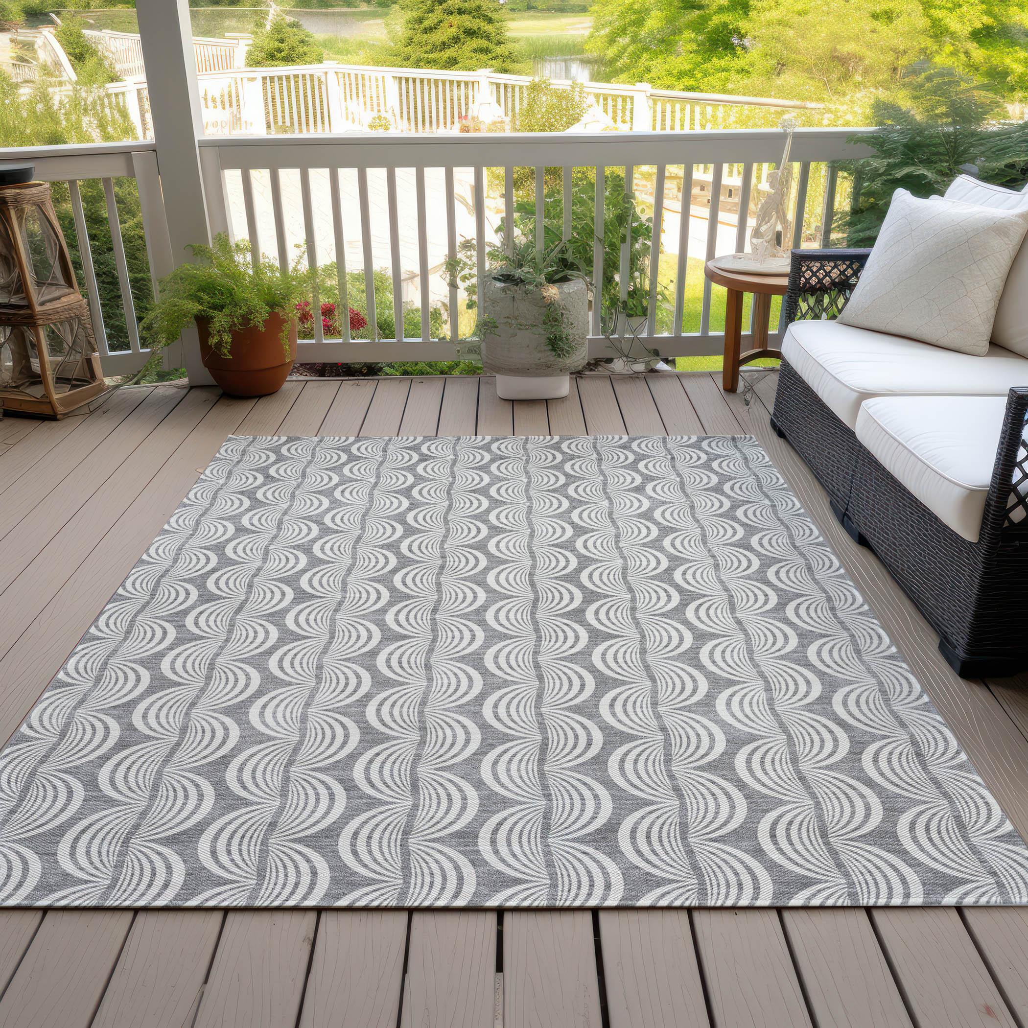 Machine Washable Indoor/Outdoor Chayden ACN1055 Gray Rug