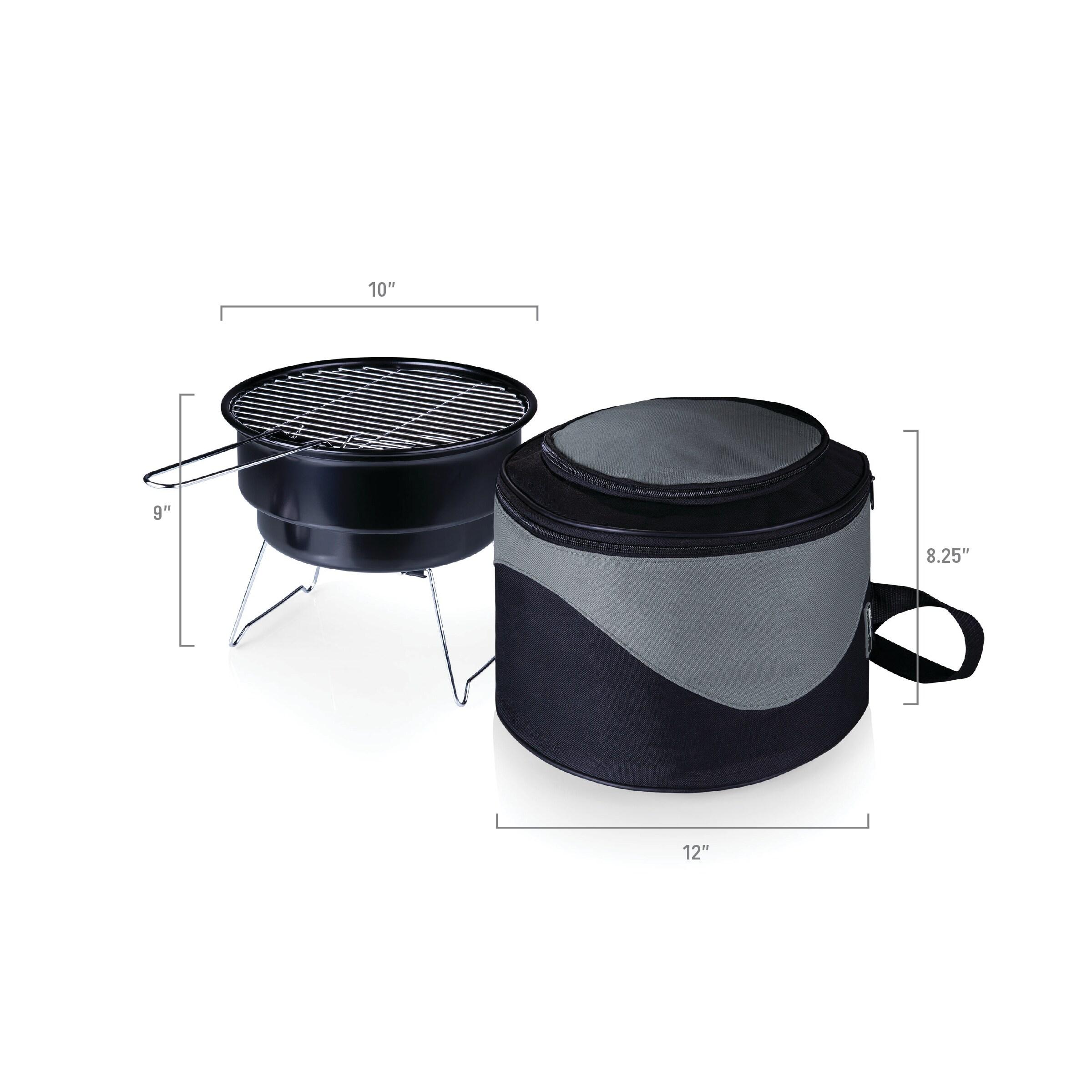 10 in.Caliente Round Portable Cooler/Charcoal Grill in Black