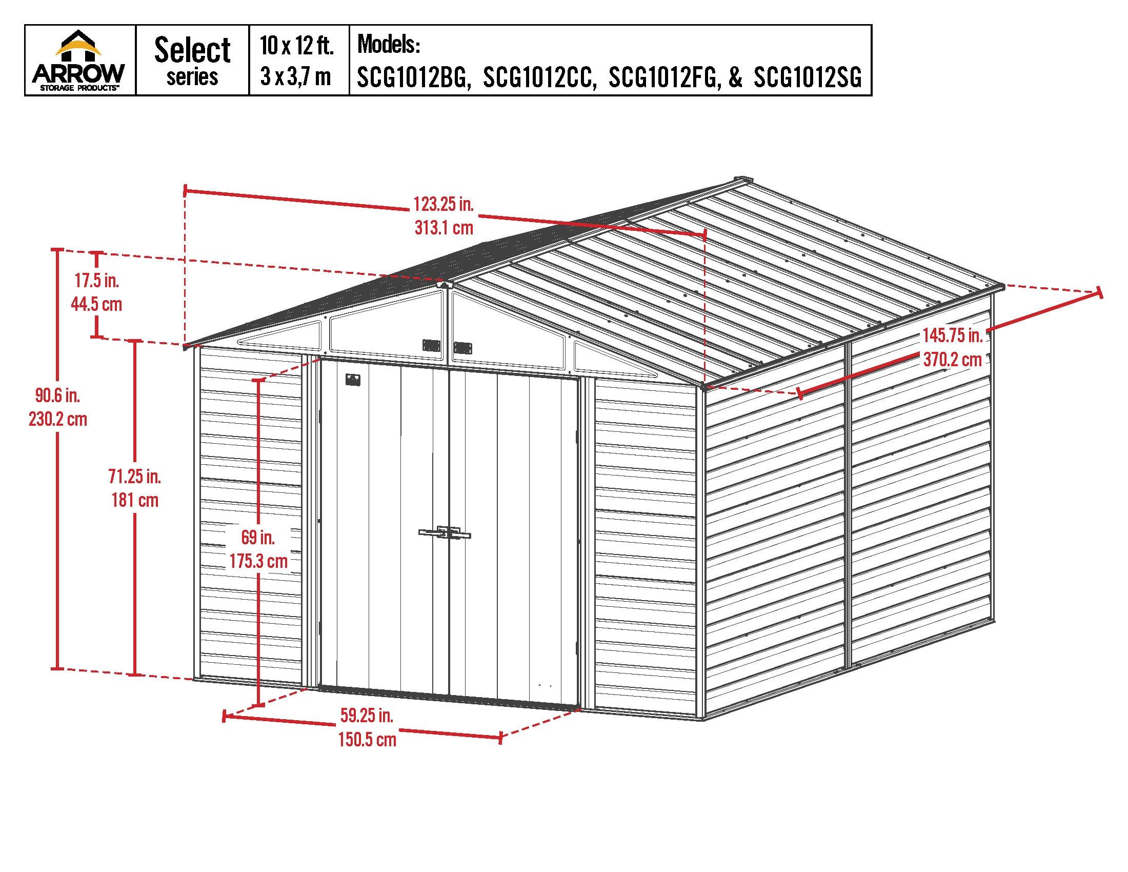 Arrow 10 ft. W x 12 ft. D Metal Storage Shed