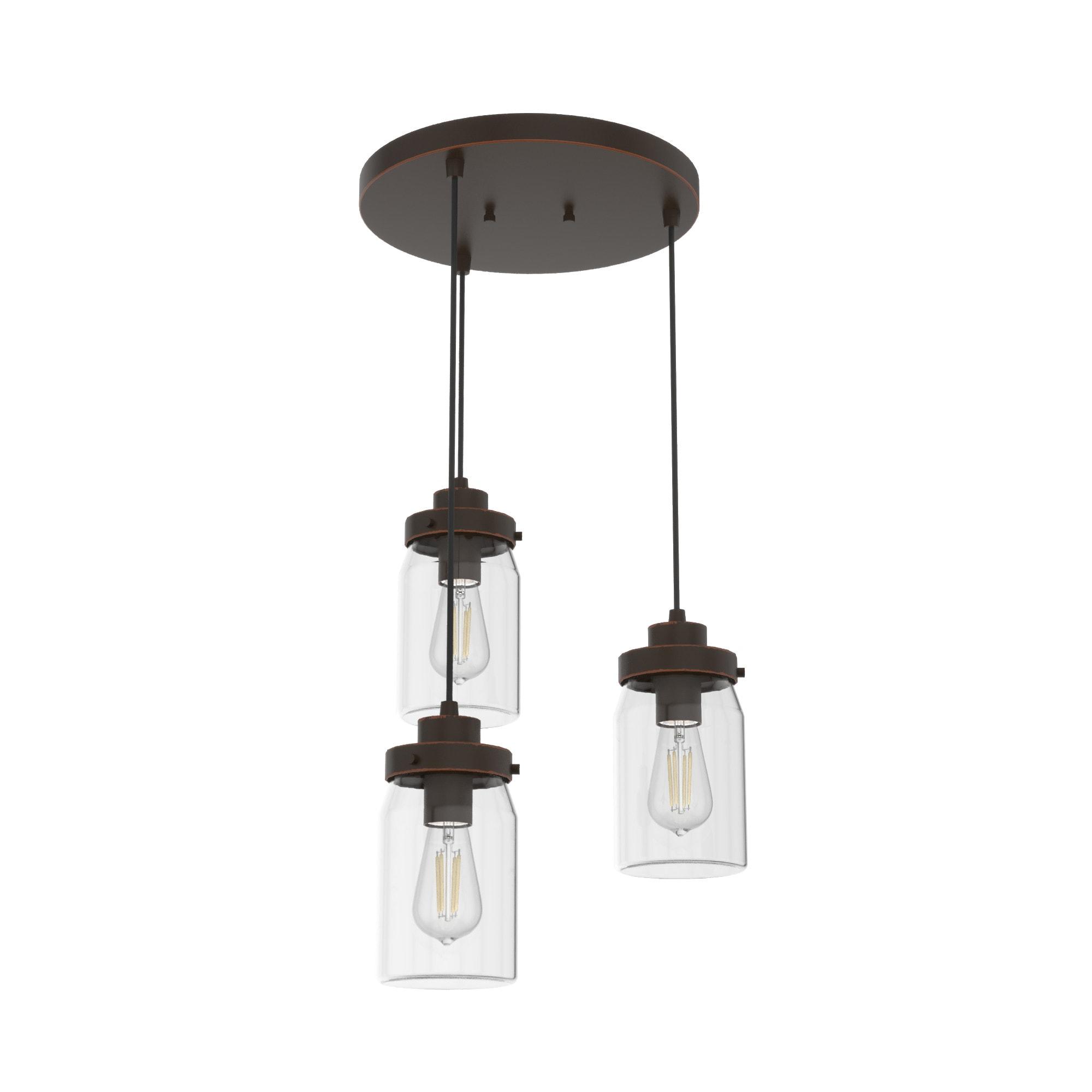 19157-Hunter Fans-Devon Park 3-Light Round Cluster Pendant in Farmhouse Style-14.5 Inches Wide by 9 Inches High-Onyx Bengal Finish