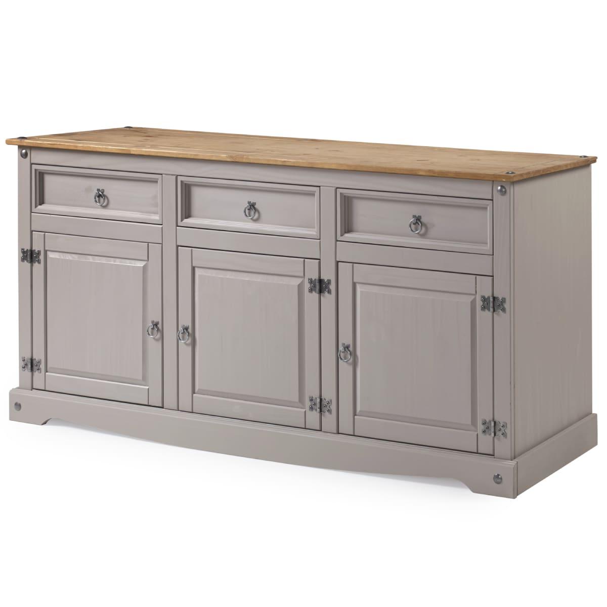 65.91 x 31.73 x 16.93 in. Cottage Series Wood Buffet Sideboard, Corona Gray