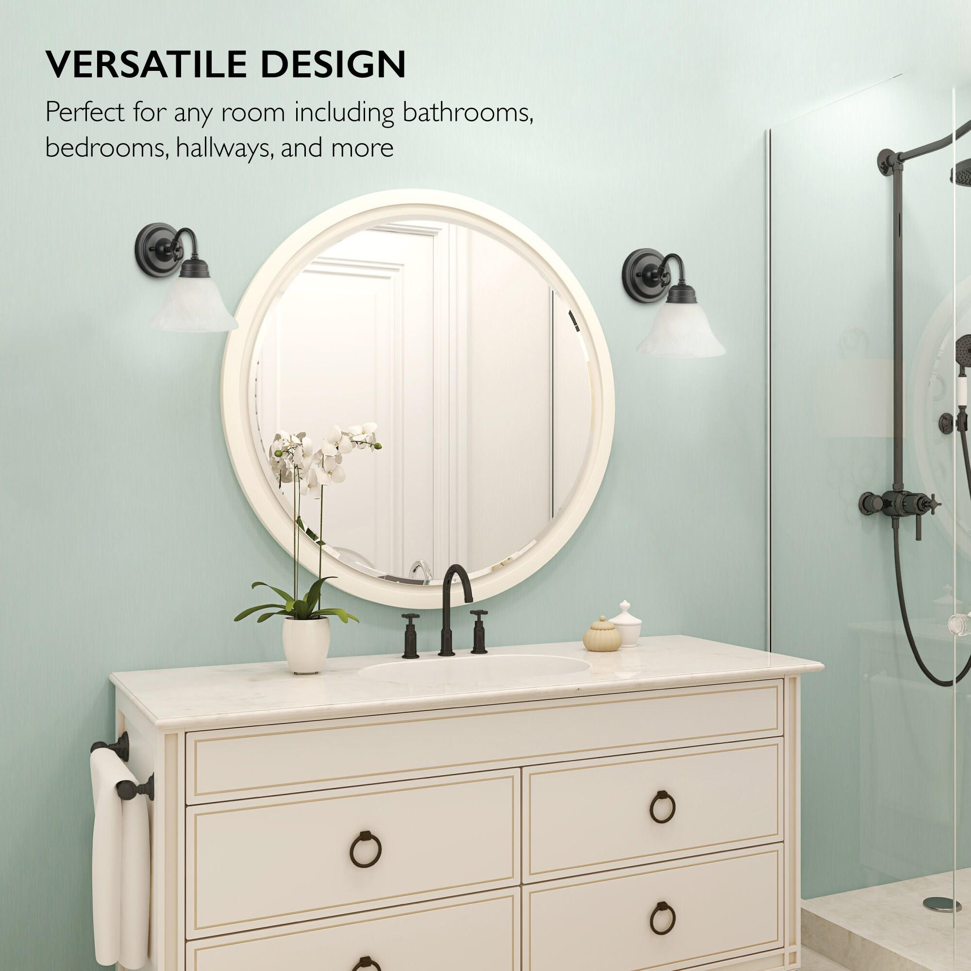 Design House Millbridge Traditional 1-Light Dimmable Wall Light w/ Alabaster Glass in Oil Rubbed Bronze