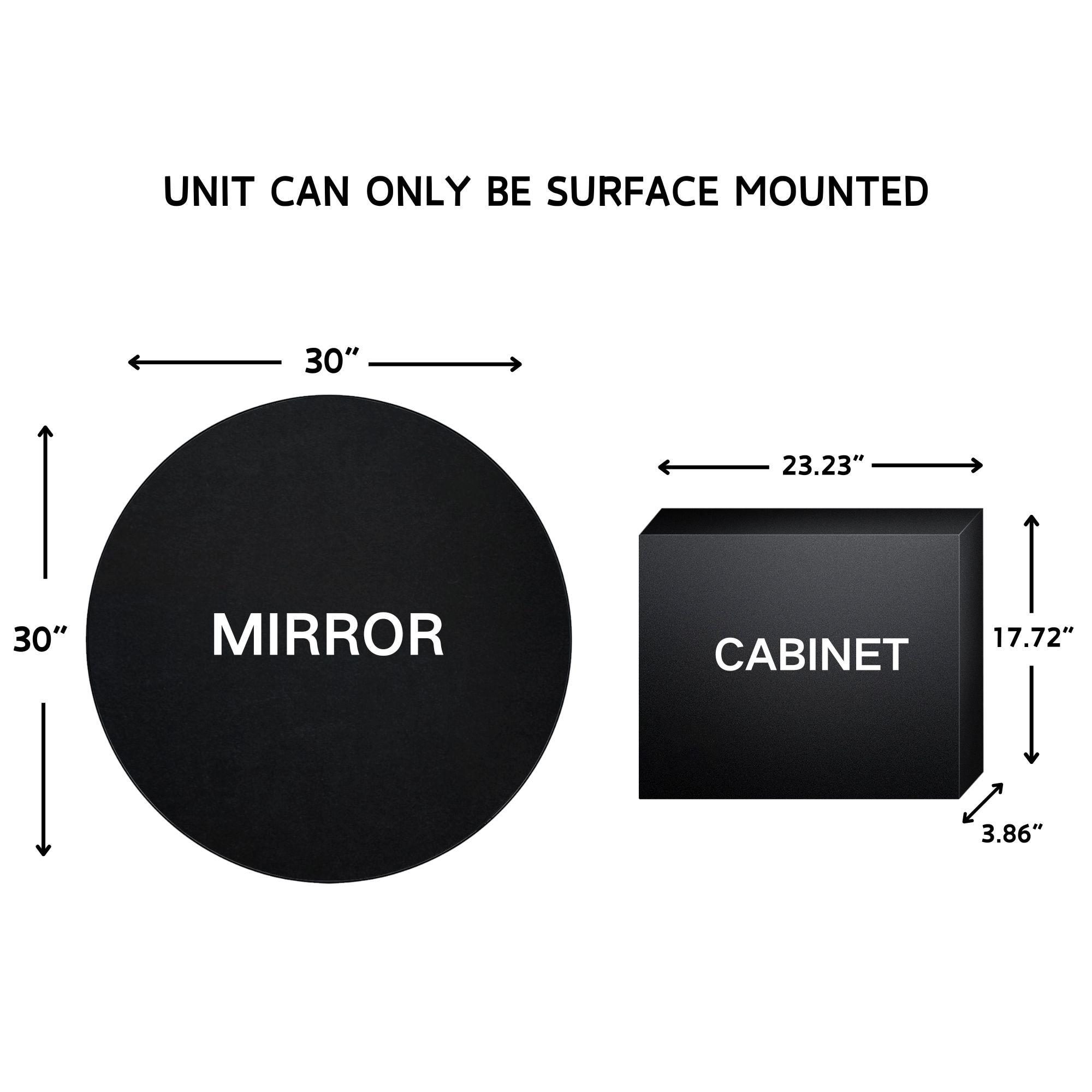 TEHOME  Myriel 30 in. W x 30 in. Surface Mount Round Circle Bathroom Metal Framed Medicine Cabinet with Mirror in Matt Black