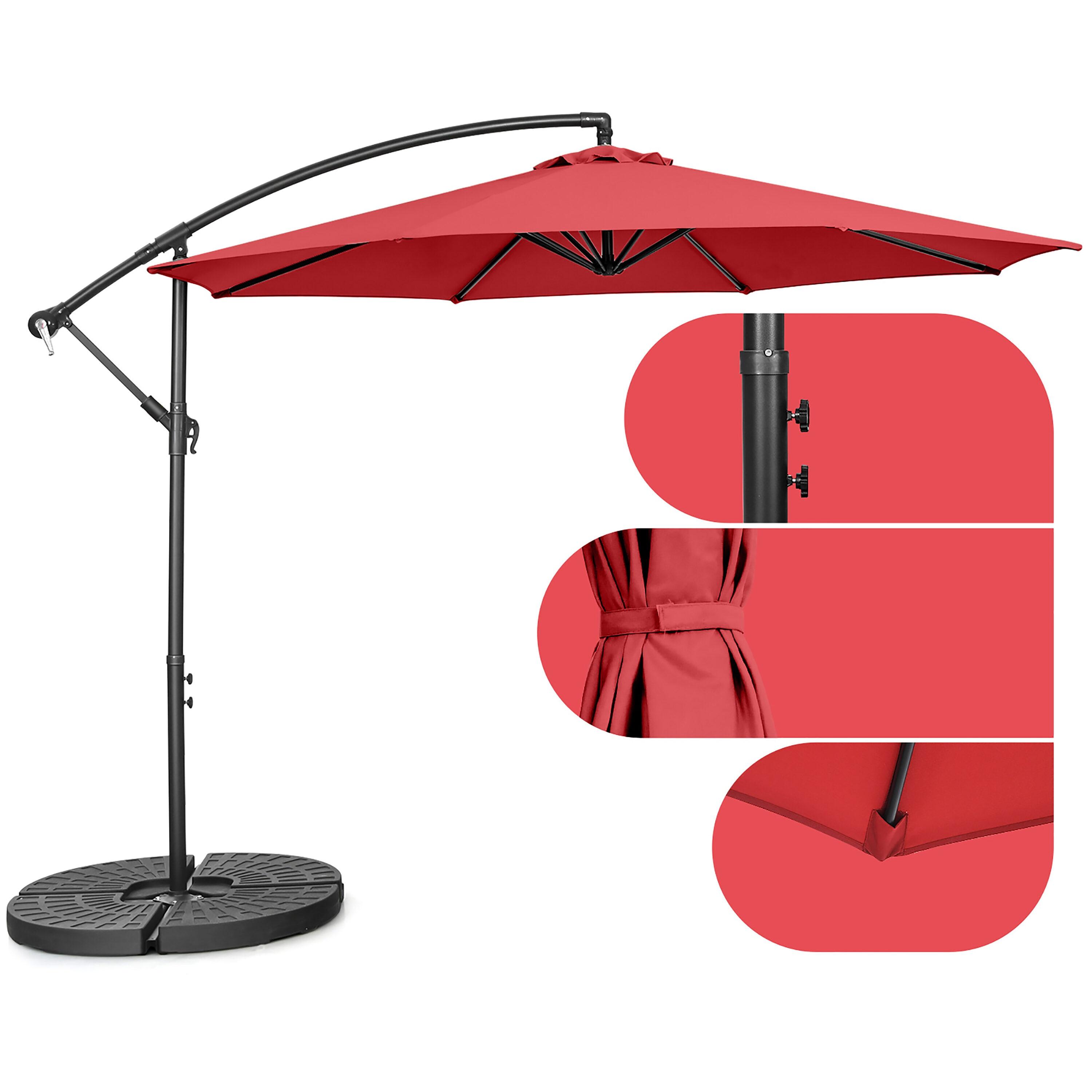 Costway  10 FT Patio Offset Umbrella w/8 Ribs Cross Base Tilt Claret