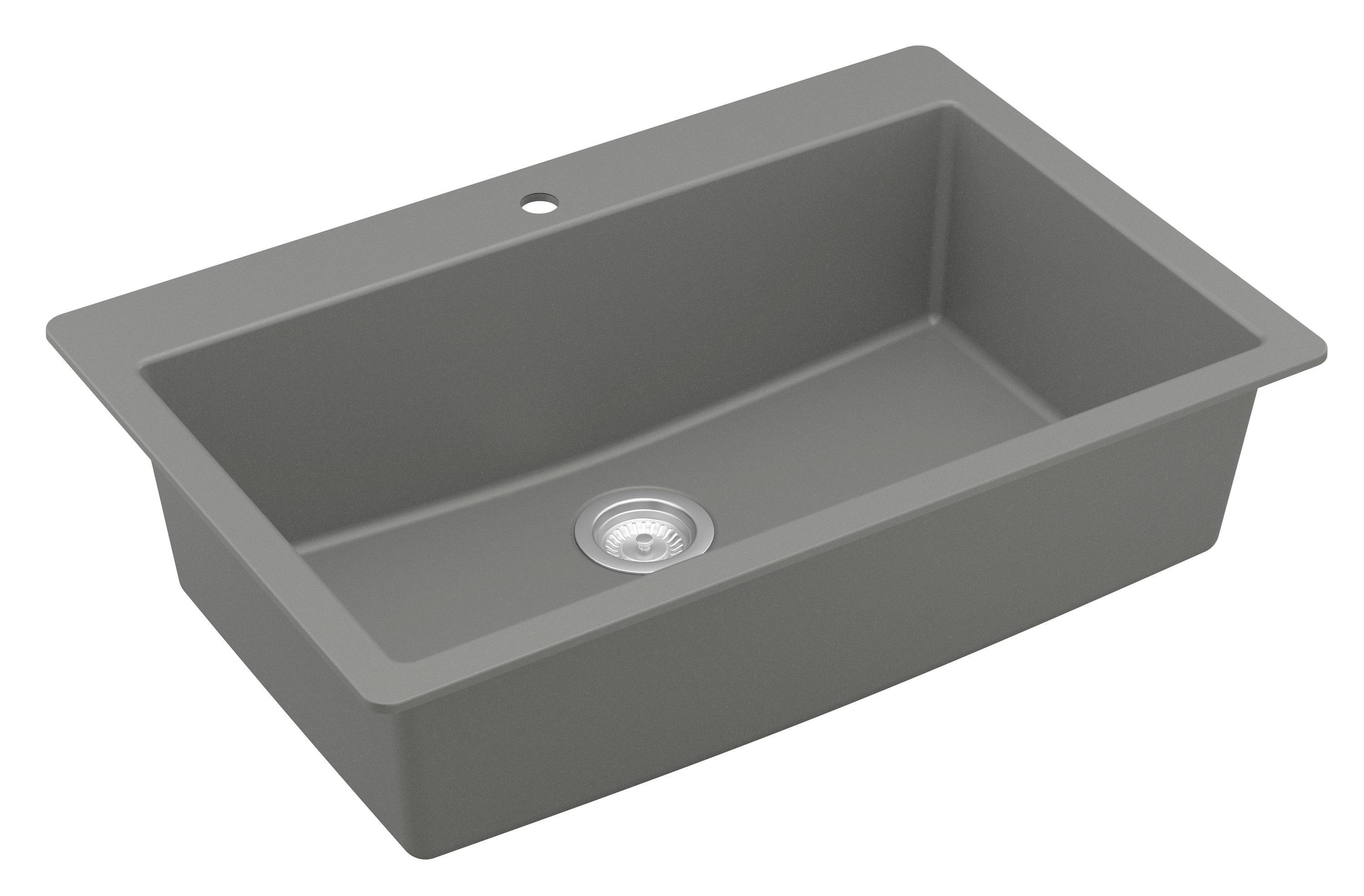 Karran Quartz 33'' X 22'' Large Single Bowl Drop-in Kitchen Sink