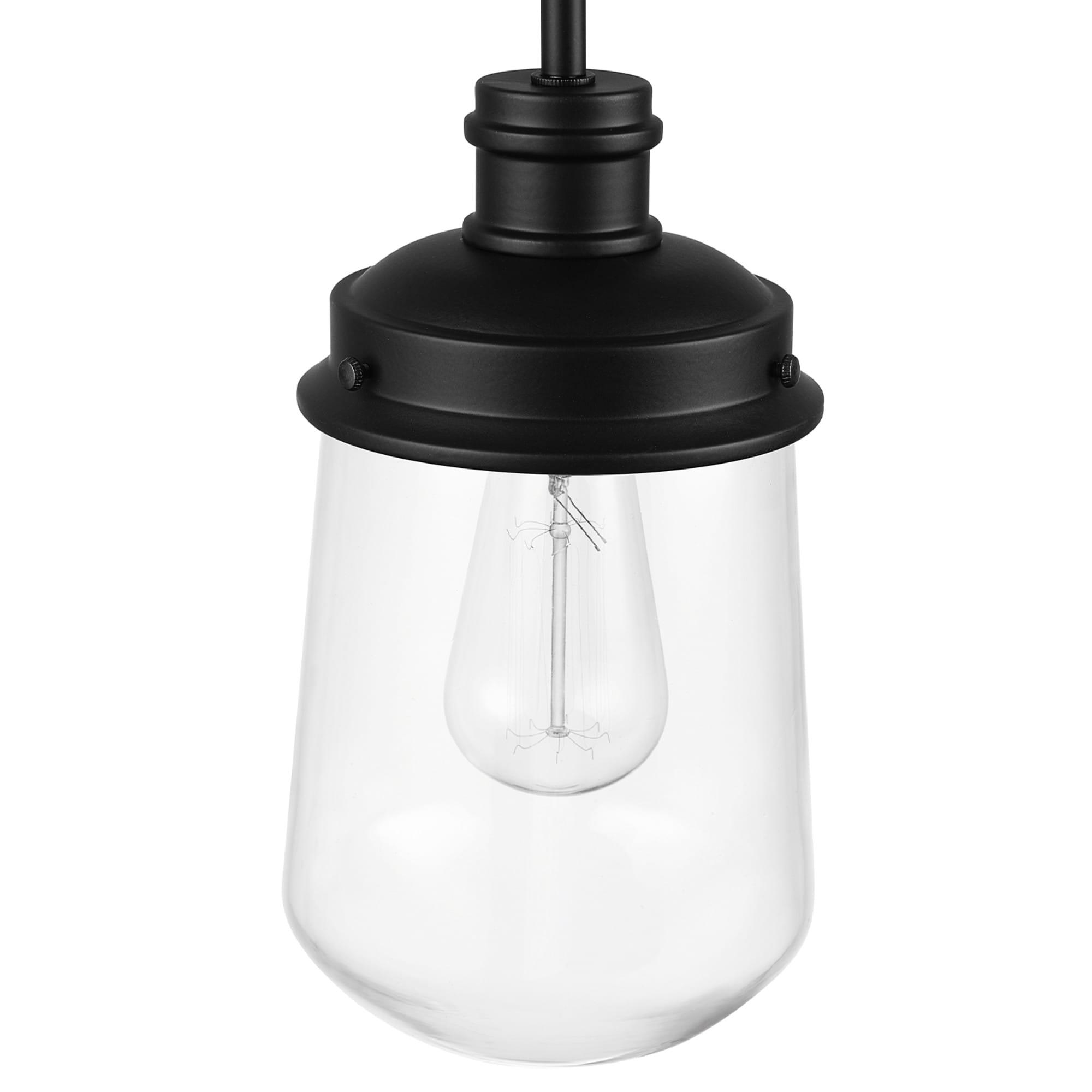 Globe Electric Abraham 1-Light Matte Black Pendant Lighting with Clear Glass Shade and Bulb Included, 61257