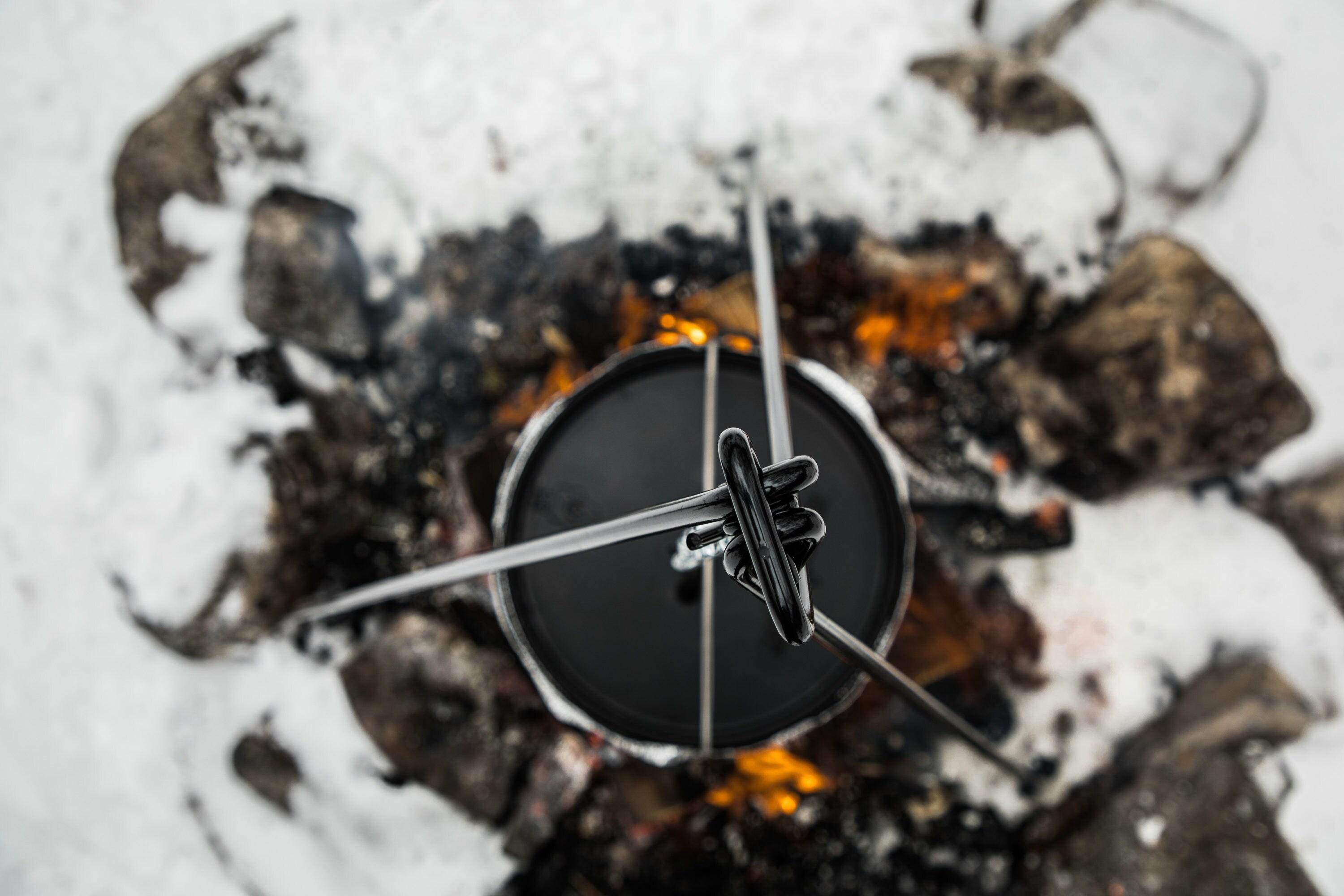 Heavy-Duty Black Cast Iron Dutch Oven Tripod with Adjustable Chain