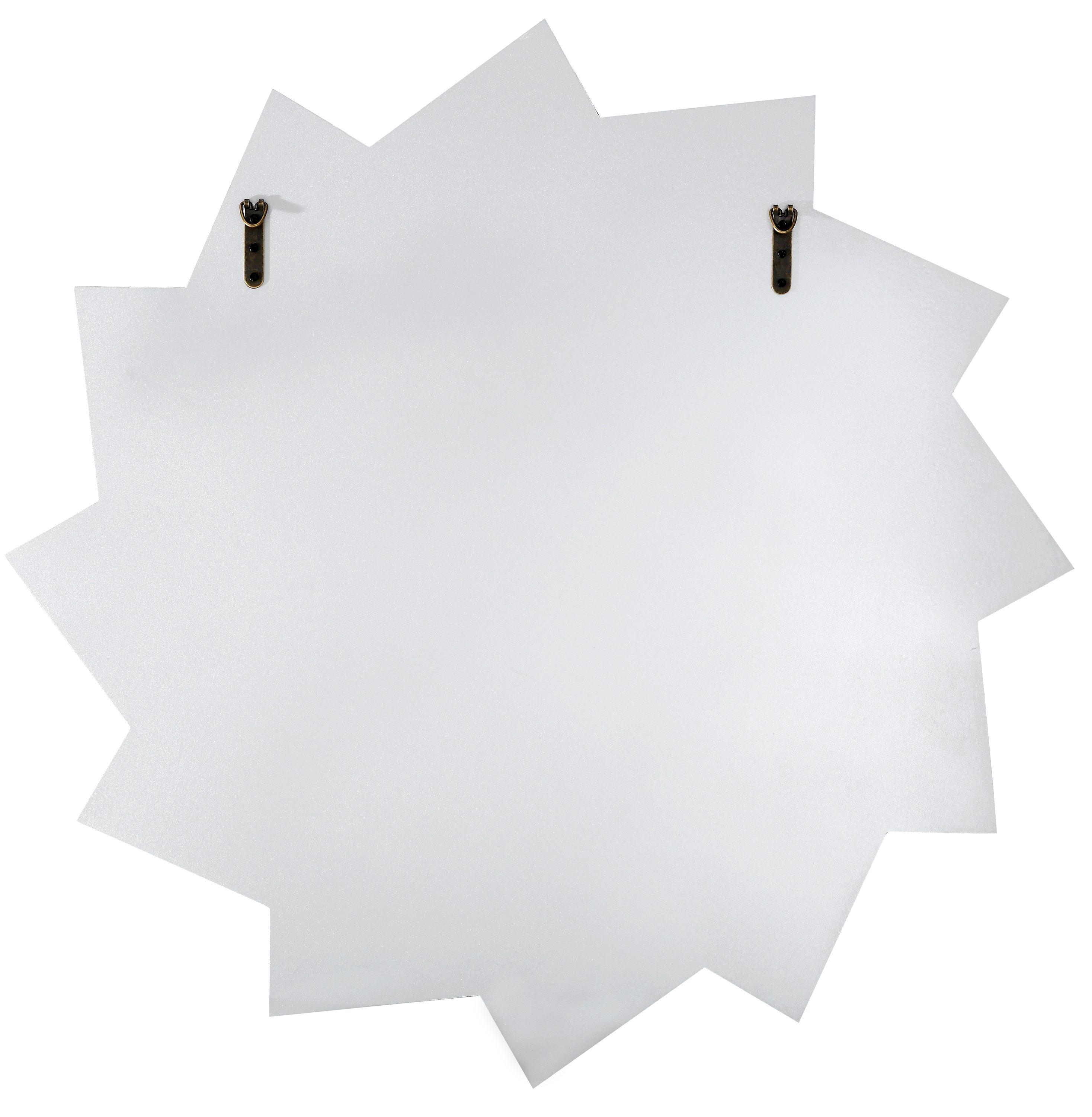 35.4" Gold & Wood Sunburst Round Mirror