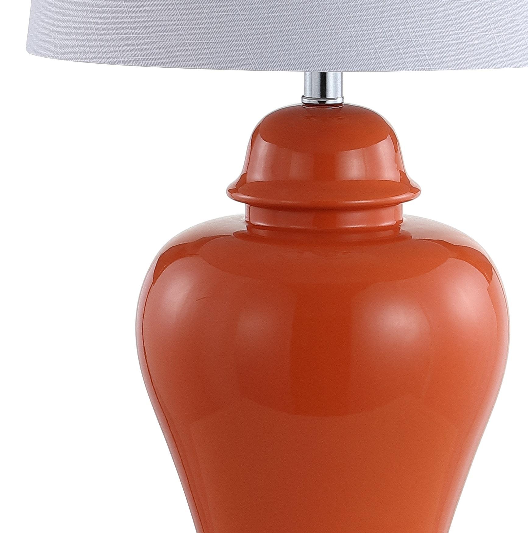 JONATHAN Y JYL4020B-SET2 Set of 2 Table Lamps Winnie 27" Ceramic Urn LED Table Lamp Contemporary Bedside Desk Nightstand Lamp for Bedroom Living Room Office College Bookcase, Orange