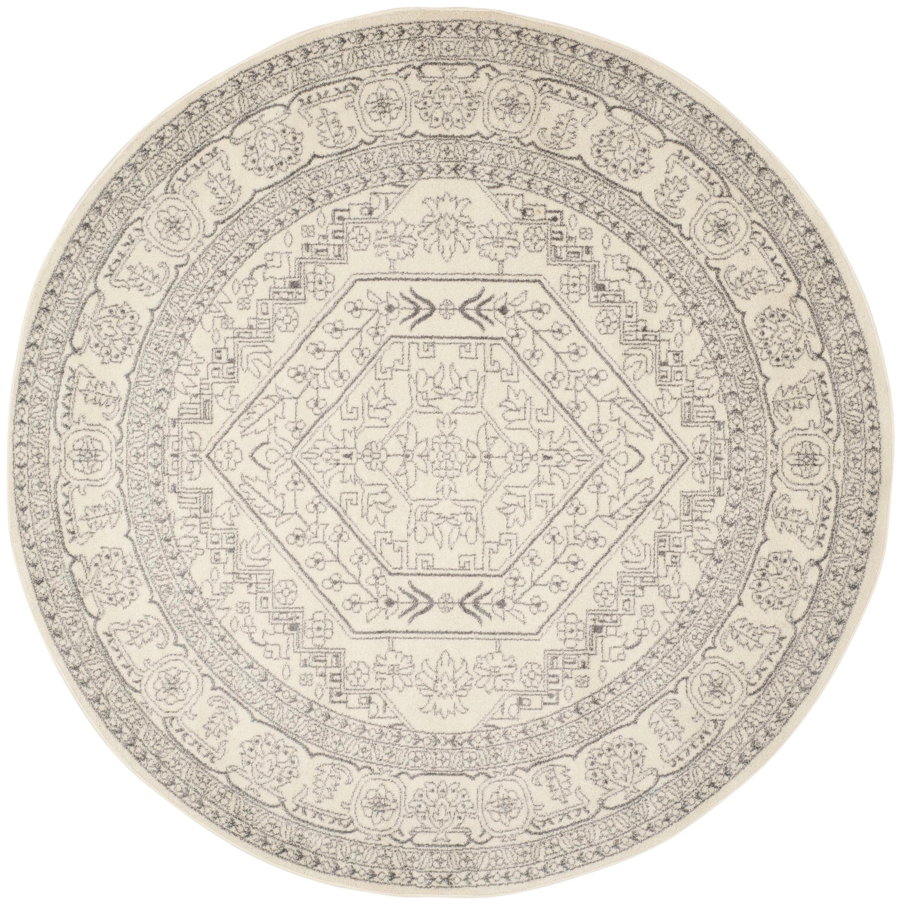 Adirondack ADR108 Power Loomed Area Rug - Ivory/Silver - 9' Round - Safavieh.