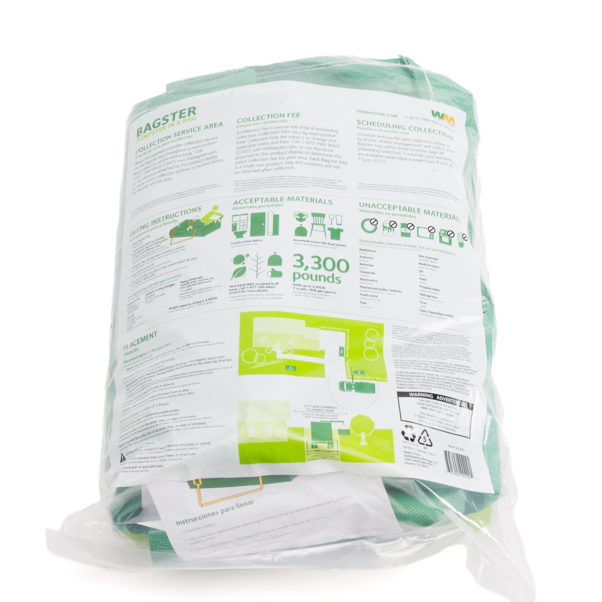 Waste Management Bagster Dumpster in a Bag Green
