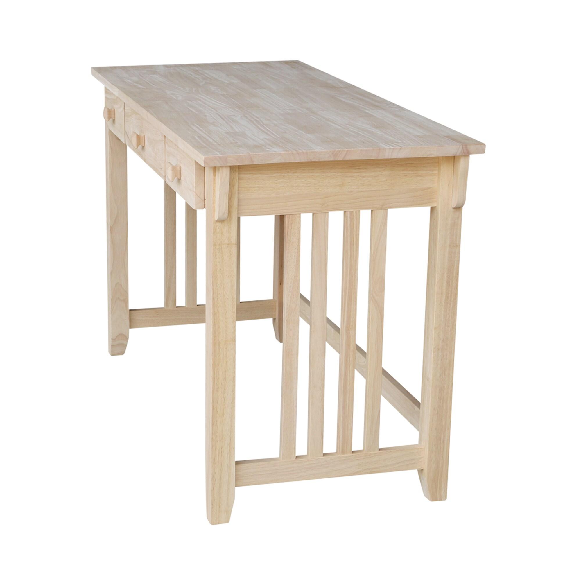 Mission Computer Desk - Unfinished - International Concepts: Hardwood Frame, 48" Writing Desk with Drawer, Adult Assembly Required