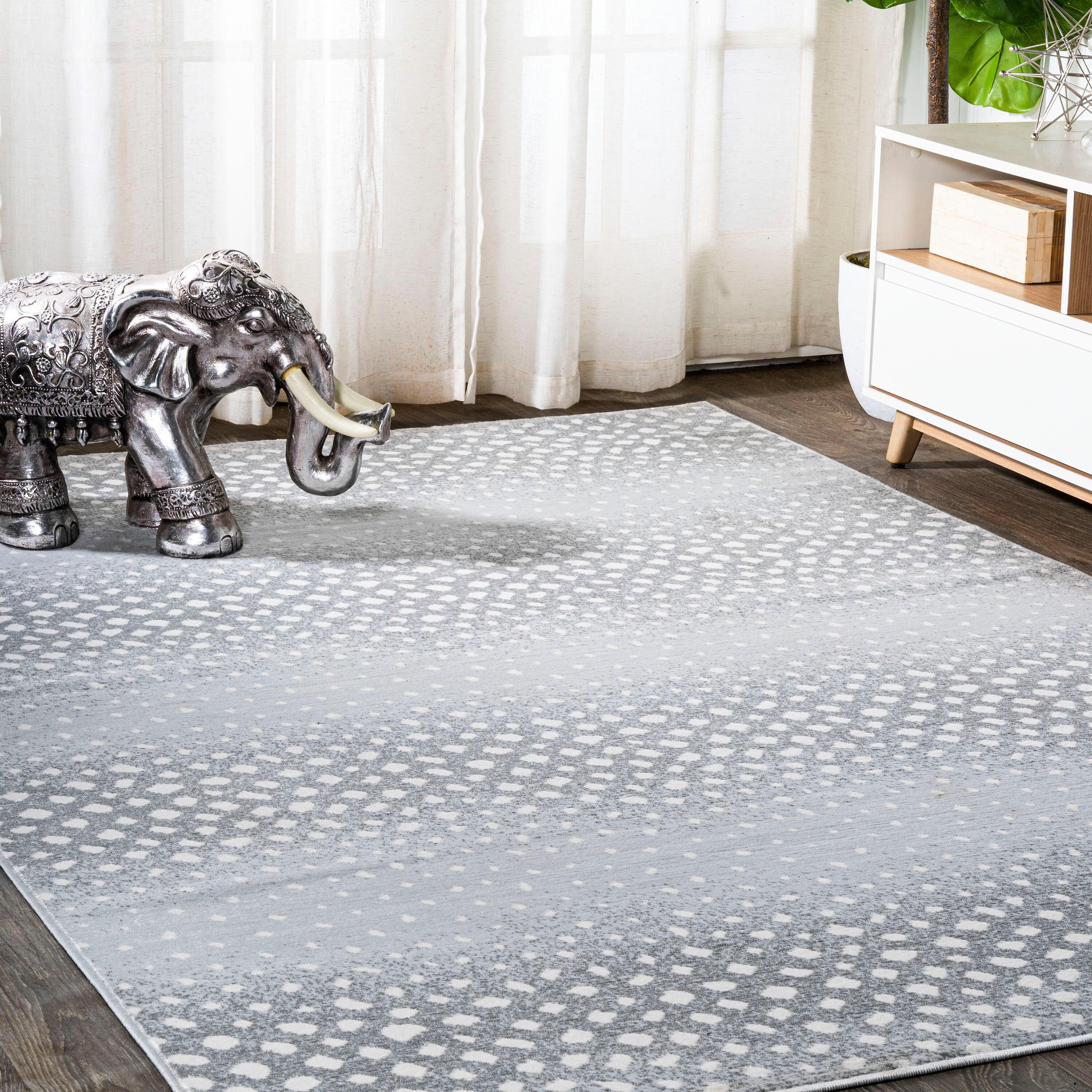 3'x 5' Antelope Modern Animal Area Rug, Light Gray/Cream - JONATHAN Y