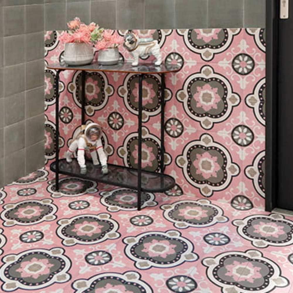 The Tile Life Art Deco Pink 8x8 Porcelain Floor and Wall Tile - 8x8 Sample