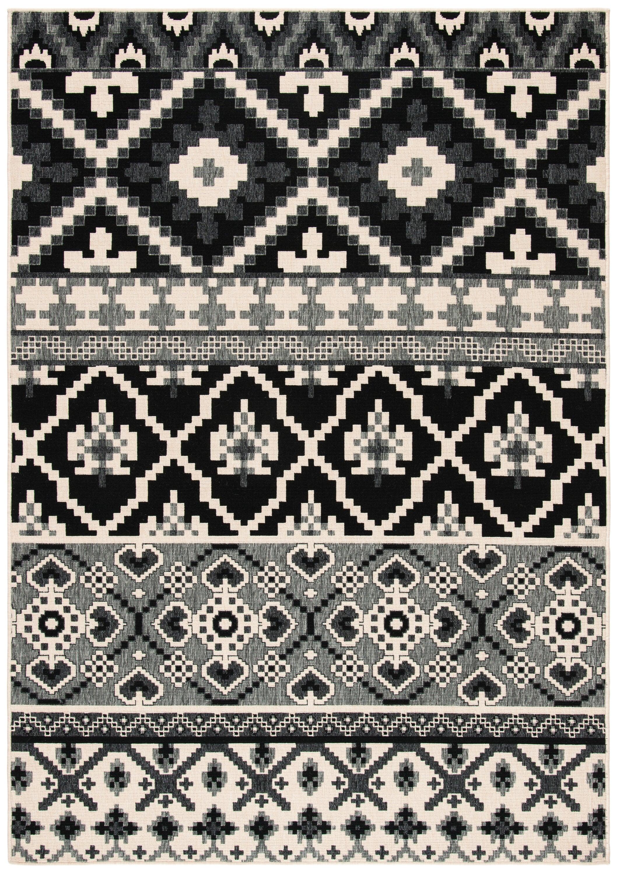 Veranda VER097 Power Loomed Indoor/Outdoor Accent Rug - Black/Beige - 2'7"x5' - Safavieh.