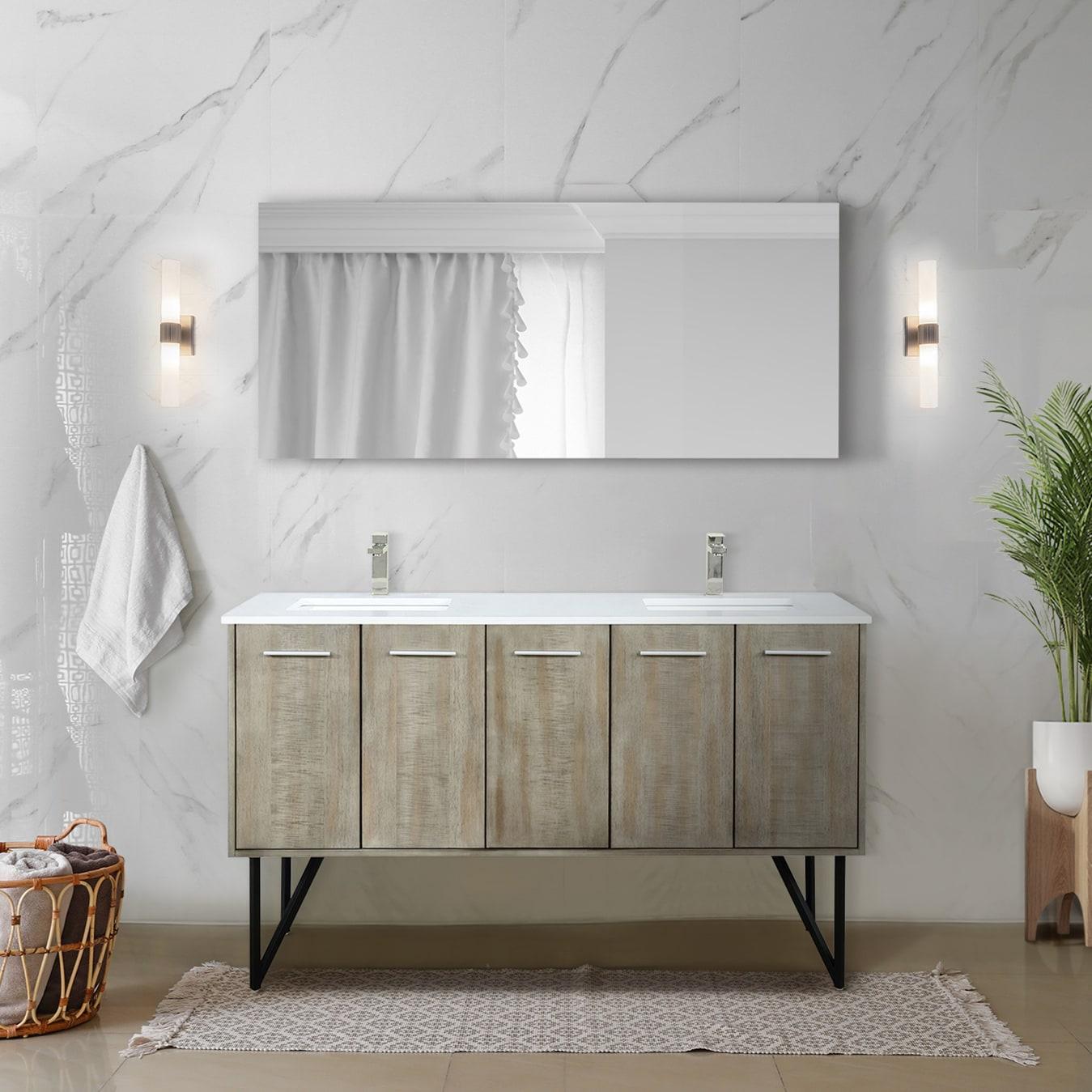 Lancy 60'' Double Bathroom Vanity with Cultured Marble Top