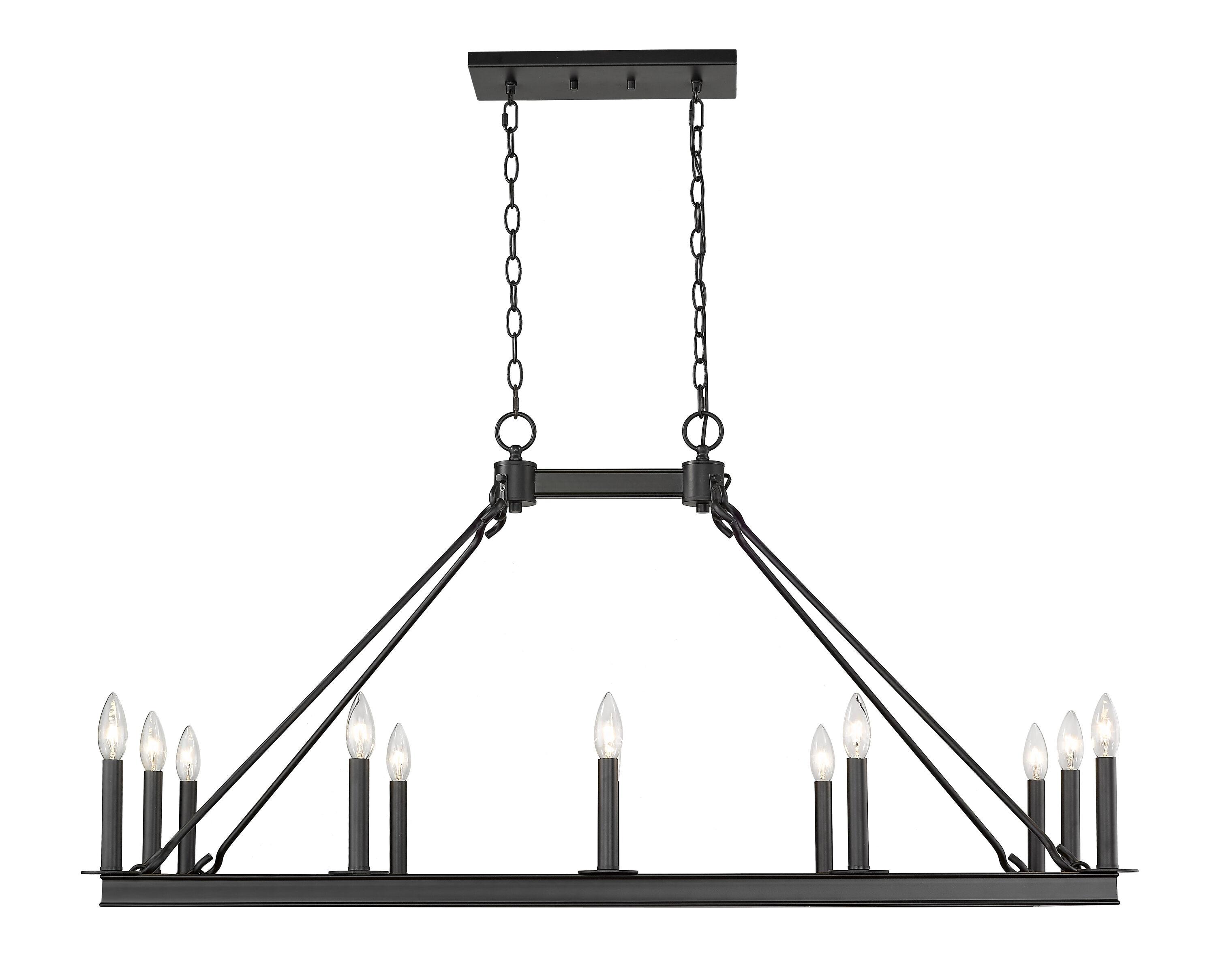 Z-Lite Barclay 12 Light Transitional Steel Island Pendant in Matte Black