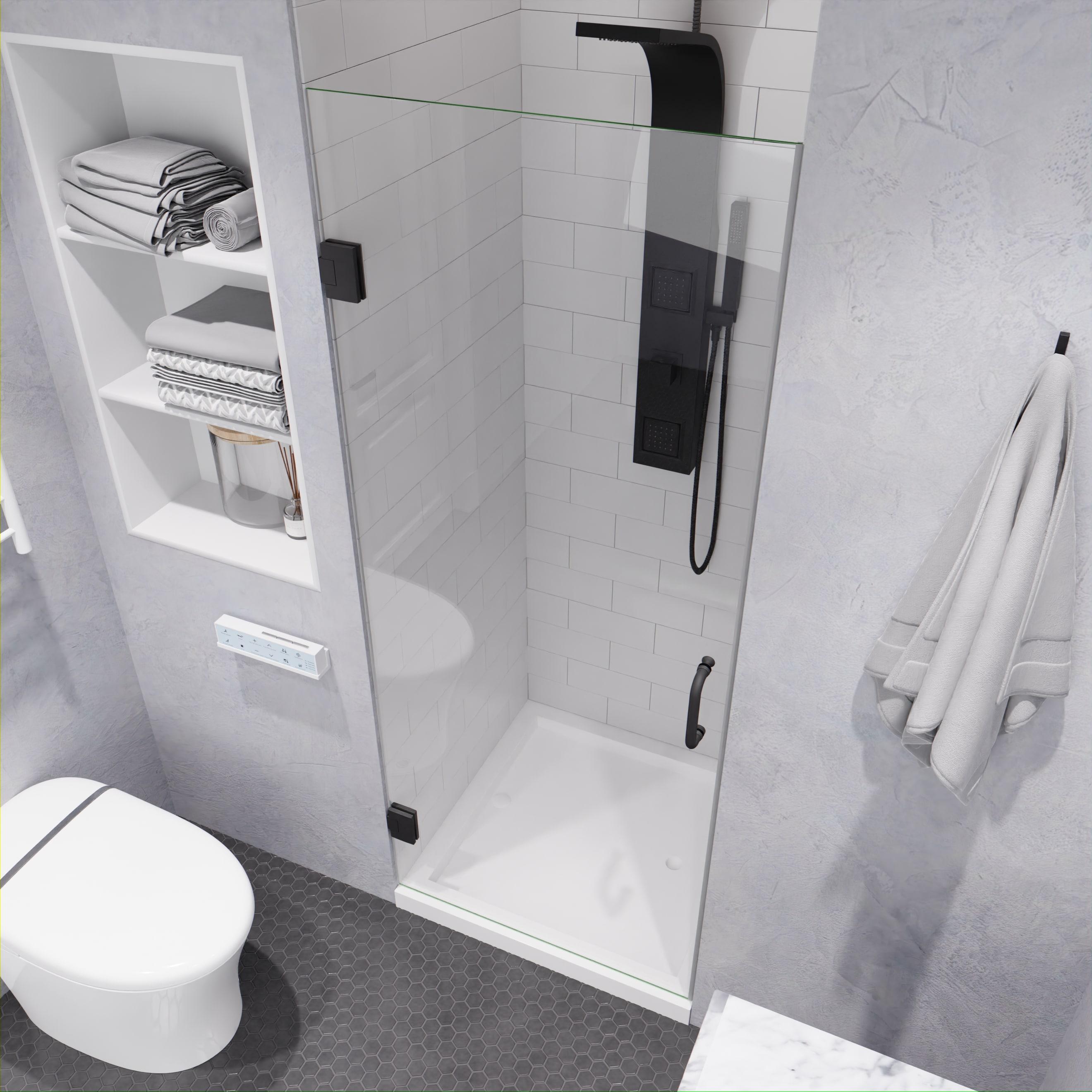 ANZZI SD-AZ09-02GB ANZZI Passion Series 30 In. X 72 In. Frameless Hinged Shower Door With Stainless Steel Handle In Gunmetal
