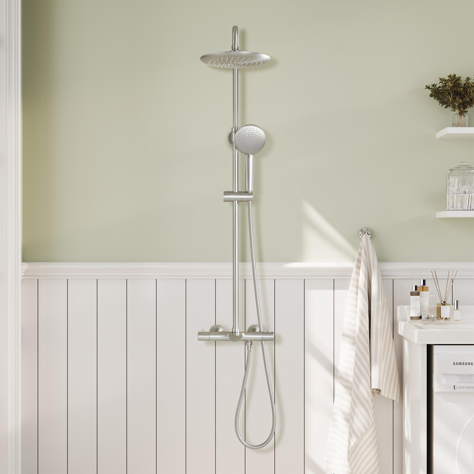 CASAINC CS6221-12BG Revitalize 3-Function 12 Inch Ceiling Mount Rainfall Thermostatic Shower System with 6 Body Jets