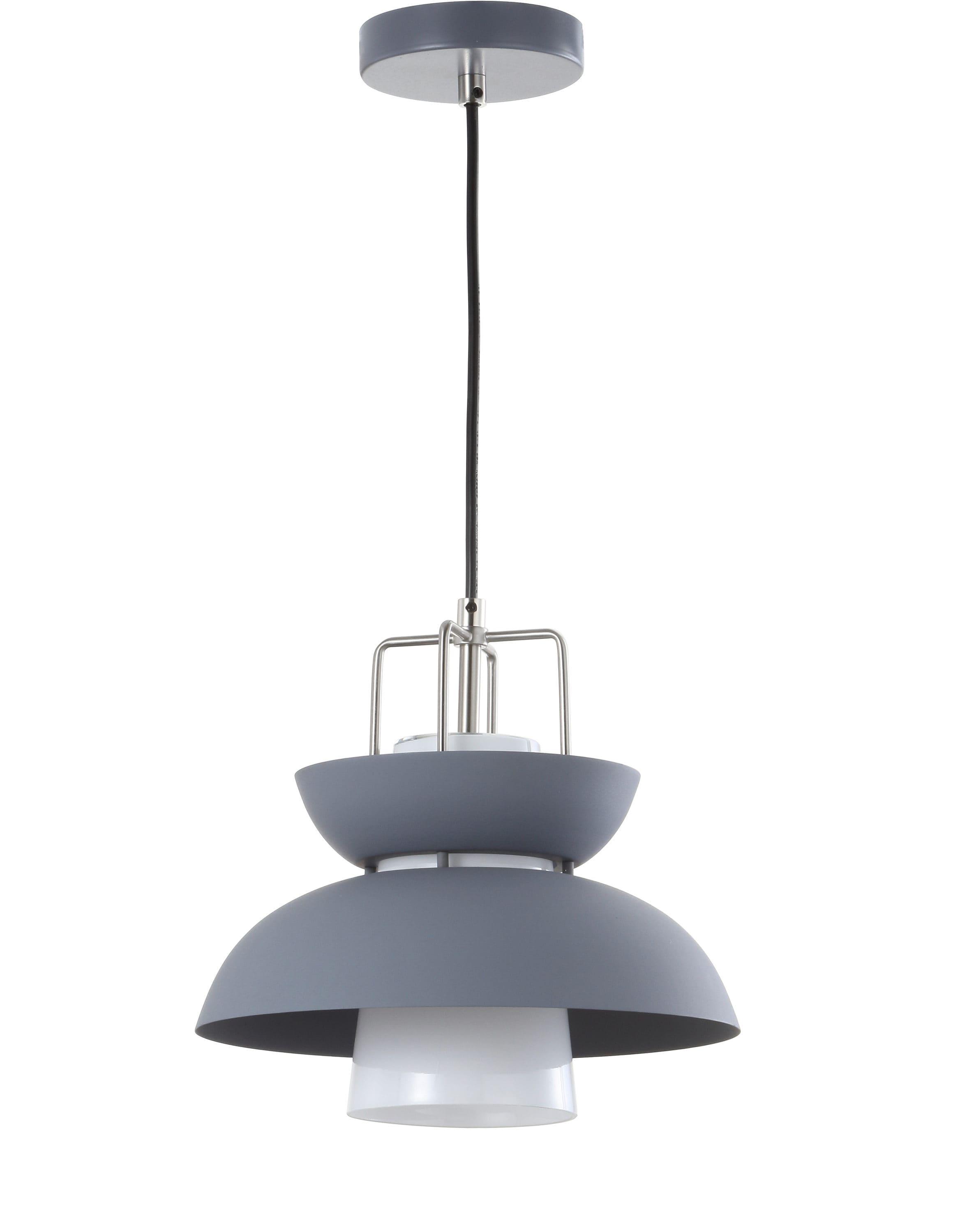 Paul 11" Farmhouse Metal LED Pendant, Gray