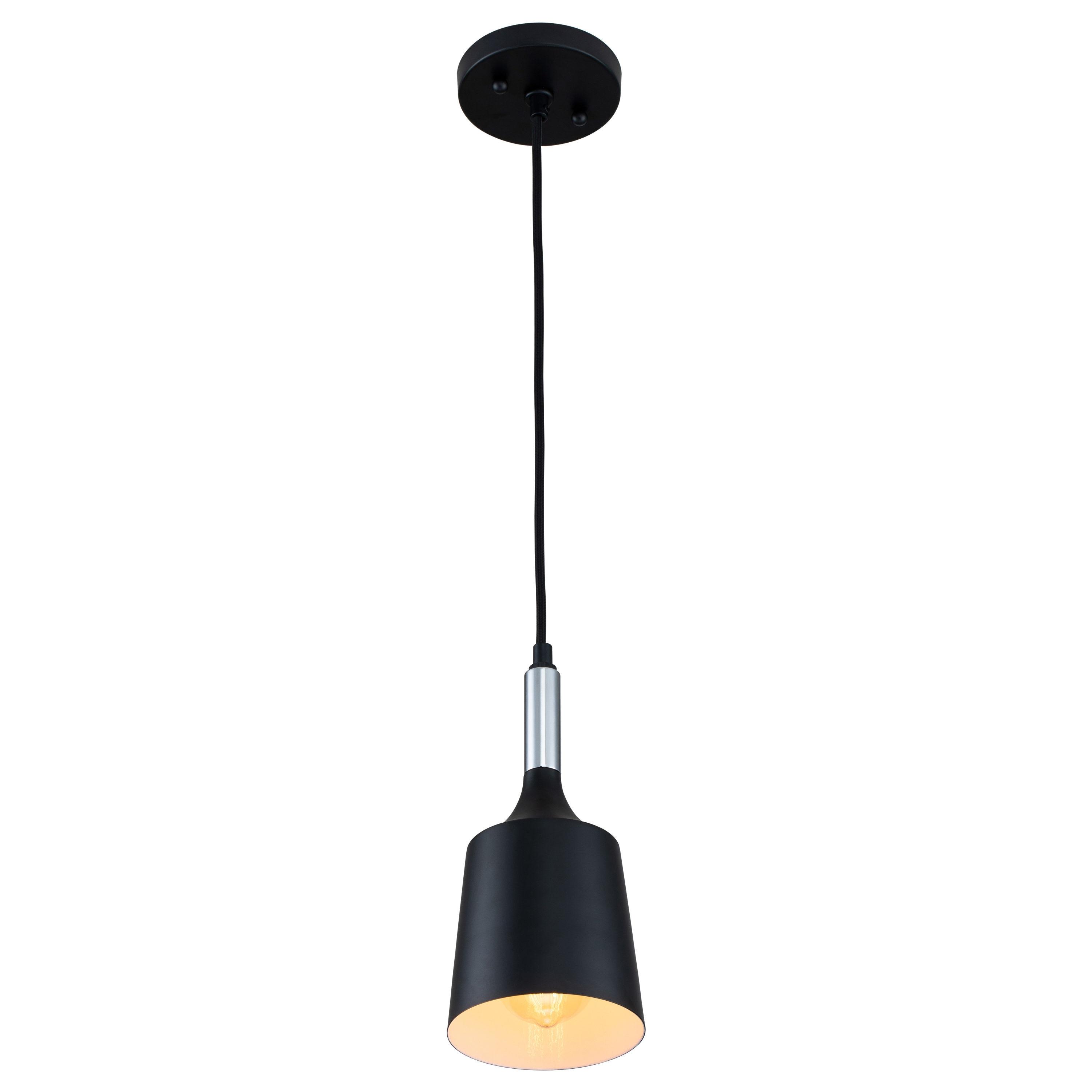 C Cattleya  1-Light Black and White Pendant Light with Chrome Accents
