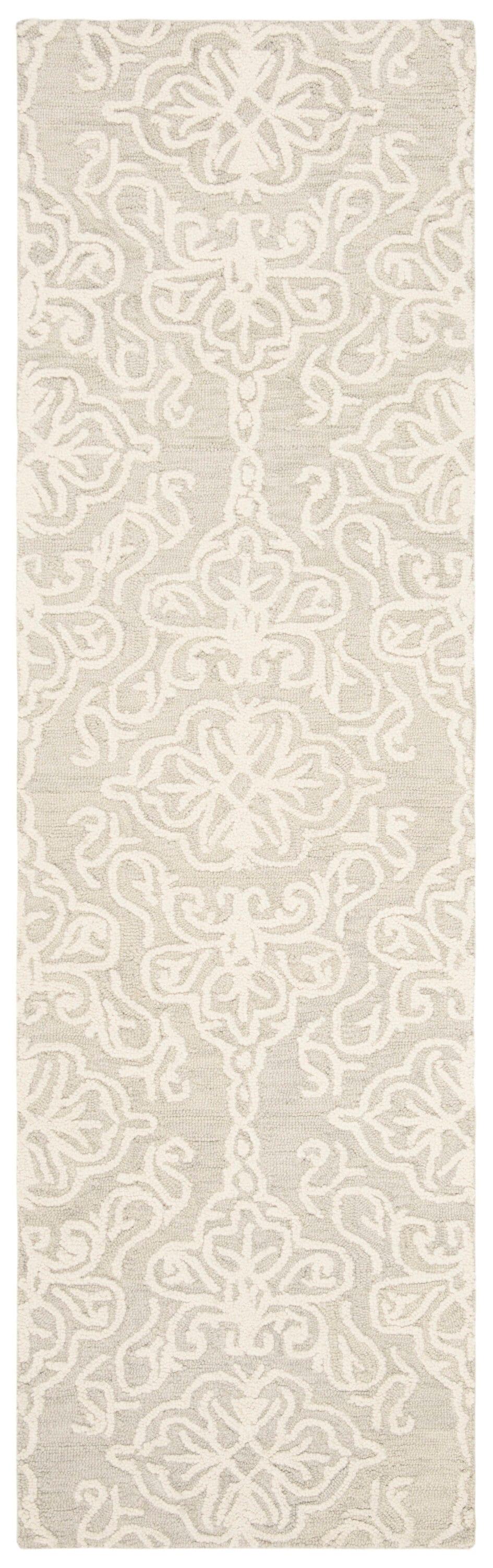 Blossom BLM112 Hand Tufted Indoor Runner Rug - Silver/Ivory - 2'3"x6' - Safavieh