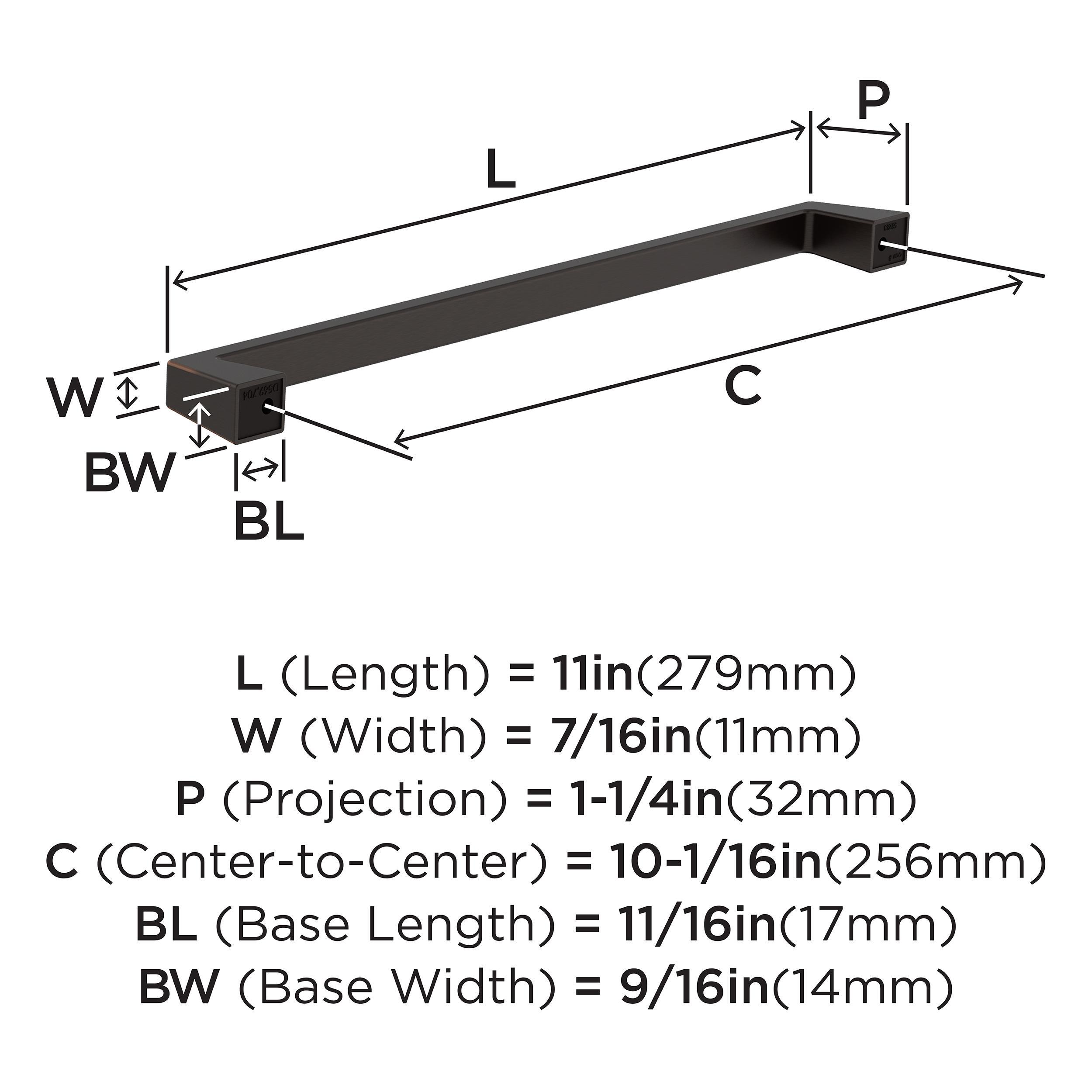 Blackrock 10-1/16 in (256 mm) Center-to-Center Cabinet Pull