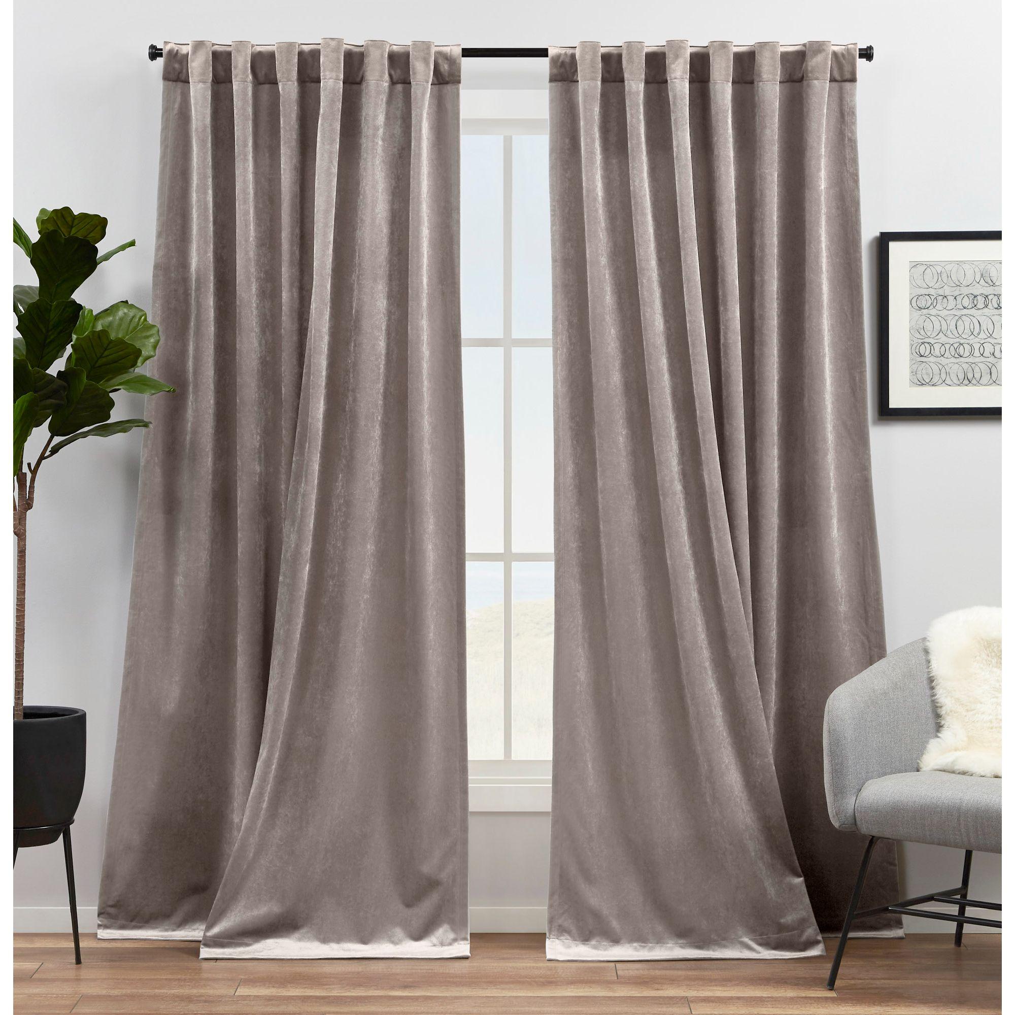 Set of 2 (84"x52") Velvet Heavyweight Hidden Tab Top Curtain Panels Taupe - Exclusive Home: Light Filtering Window Curtains